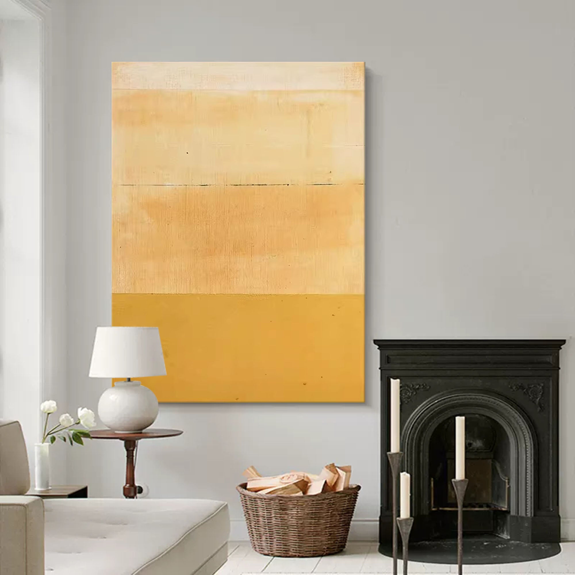 Yellow Abstract Wall Art Canvas With Frame Oil Painting Large Minimalist Oil Painting Home Decor