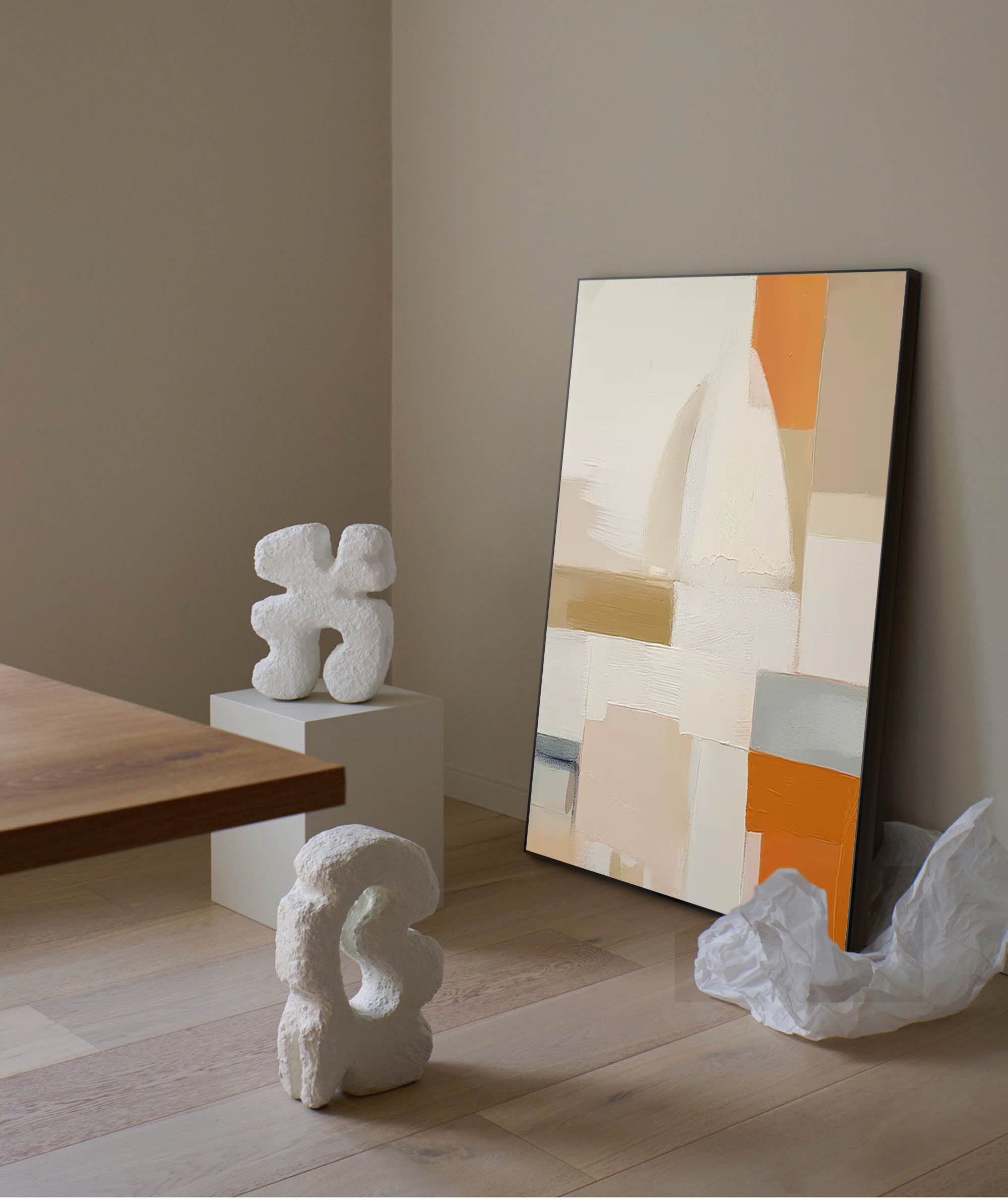 Modern Wall Art Large Geometric Acrylic Painting Original Abstract Oil Painting On Canvas Framed Home Decor