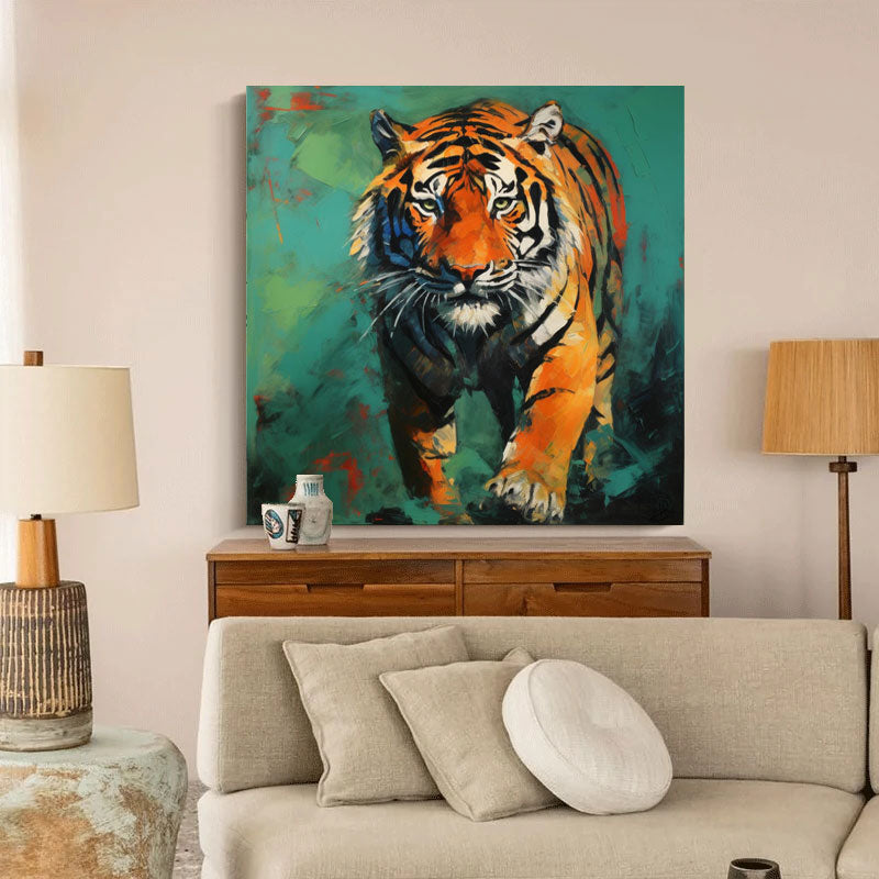 Original Abstract Tiger Canvas Oil Painting Modern Tiger Canvas Wall Art Large Animal Artwork Home Decor