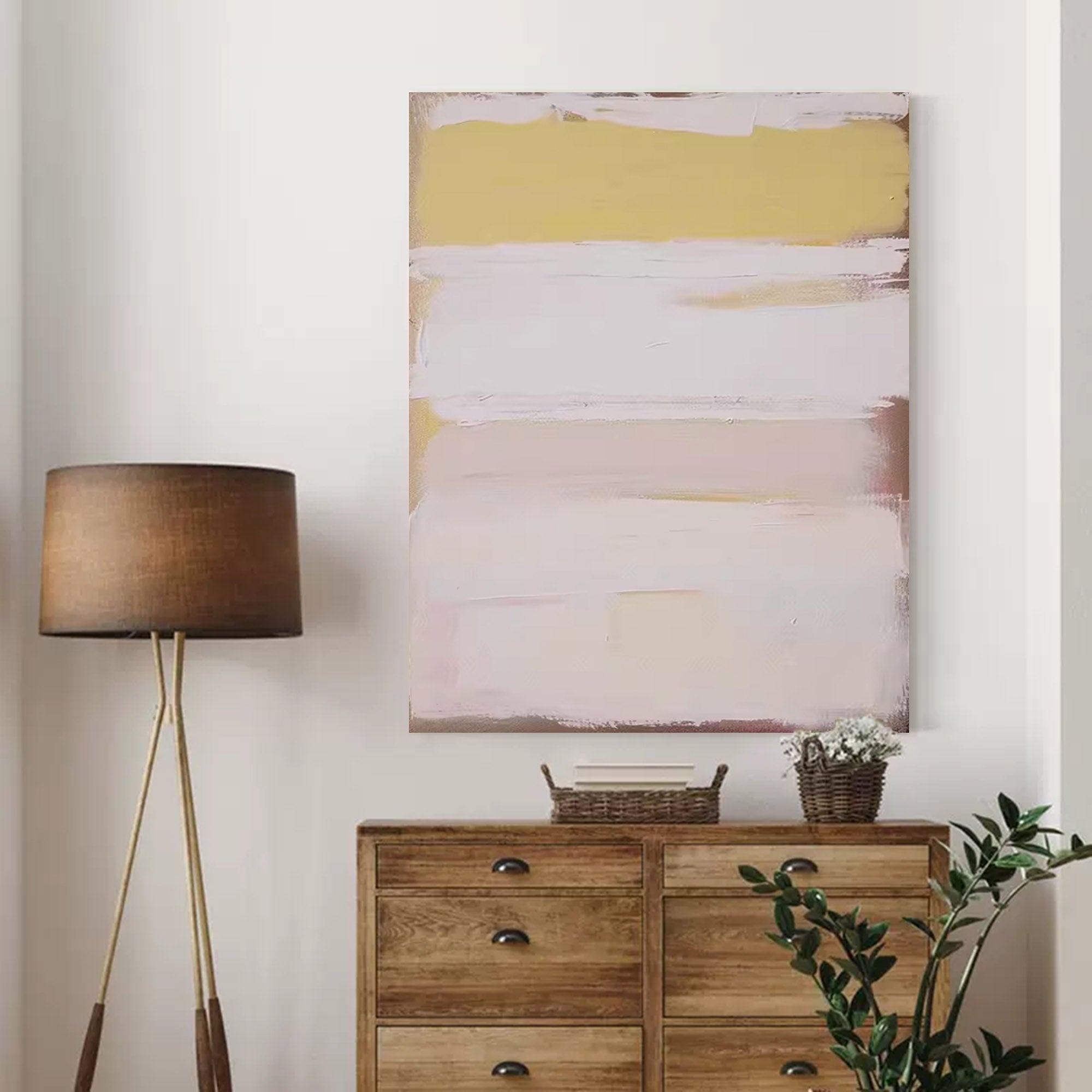 Large Minimalist Yellow White Painting Wall Art Abstract Texture Painting Yellow Minimalist Canvas Art