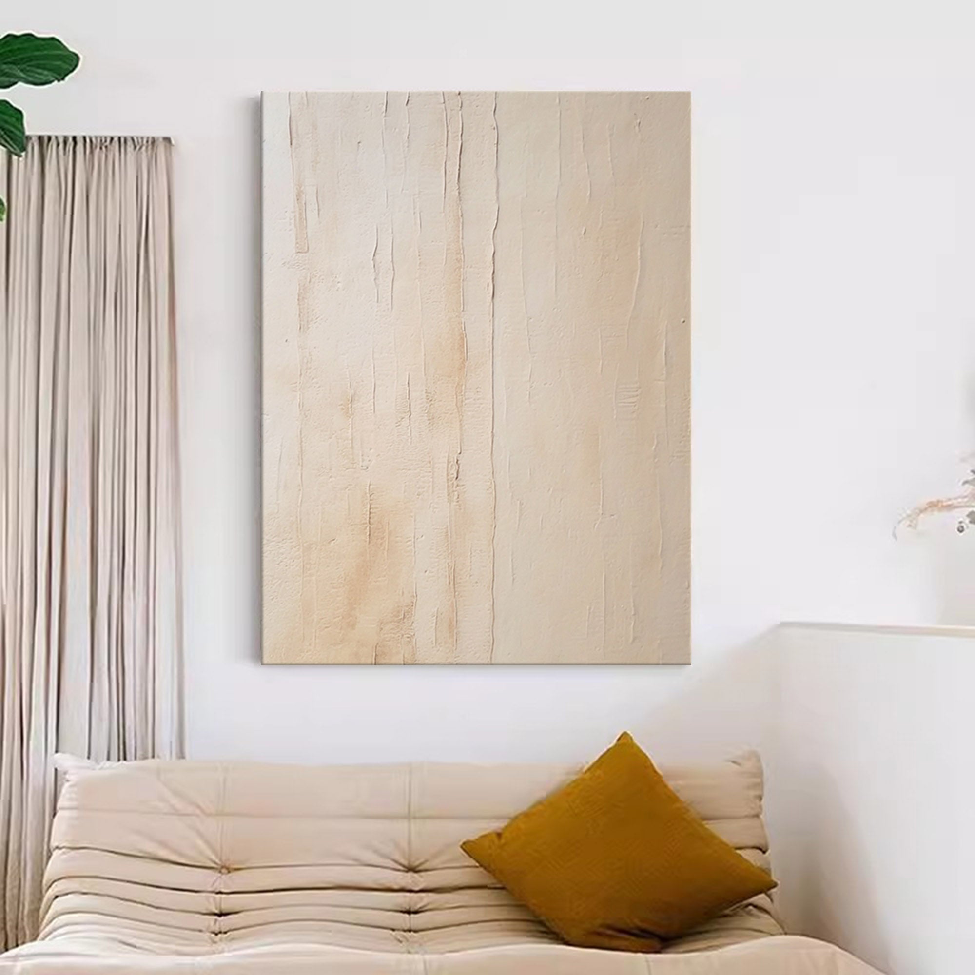 Texture Beige Minimalist Oil Painting On Canvas Large Abstract Original Vintage Wall Art Home Decor