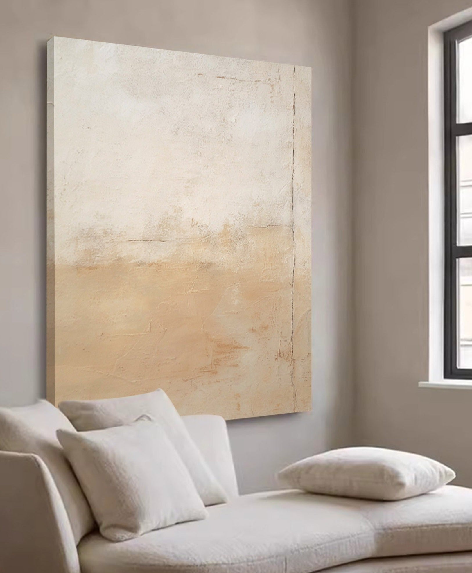 Beige Abstract Minimalist Wall Art Abstract impressionism Art Large Acrylic Abstract Artwork