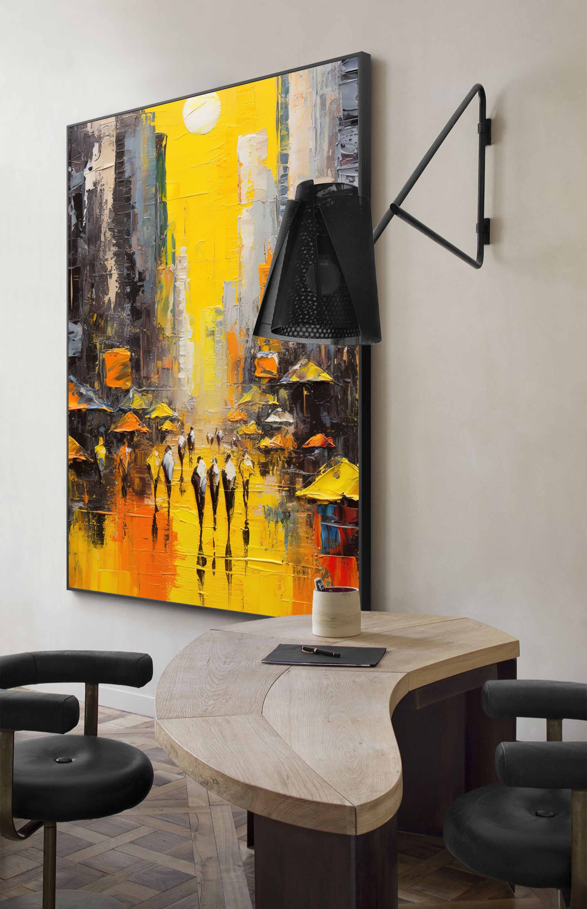 Modern Abstract Cityscape Oil Painting On Canvas Original Urban Scene Art Large Wall Art Living Room