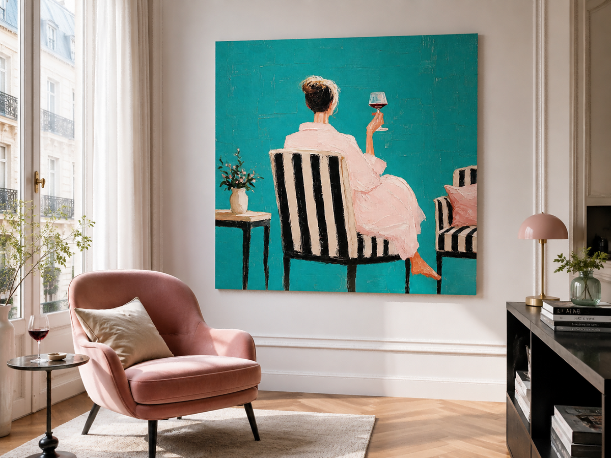 Impressionist Style Canvas Painting With Impasto Technique And Bright Colors