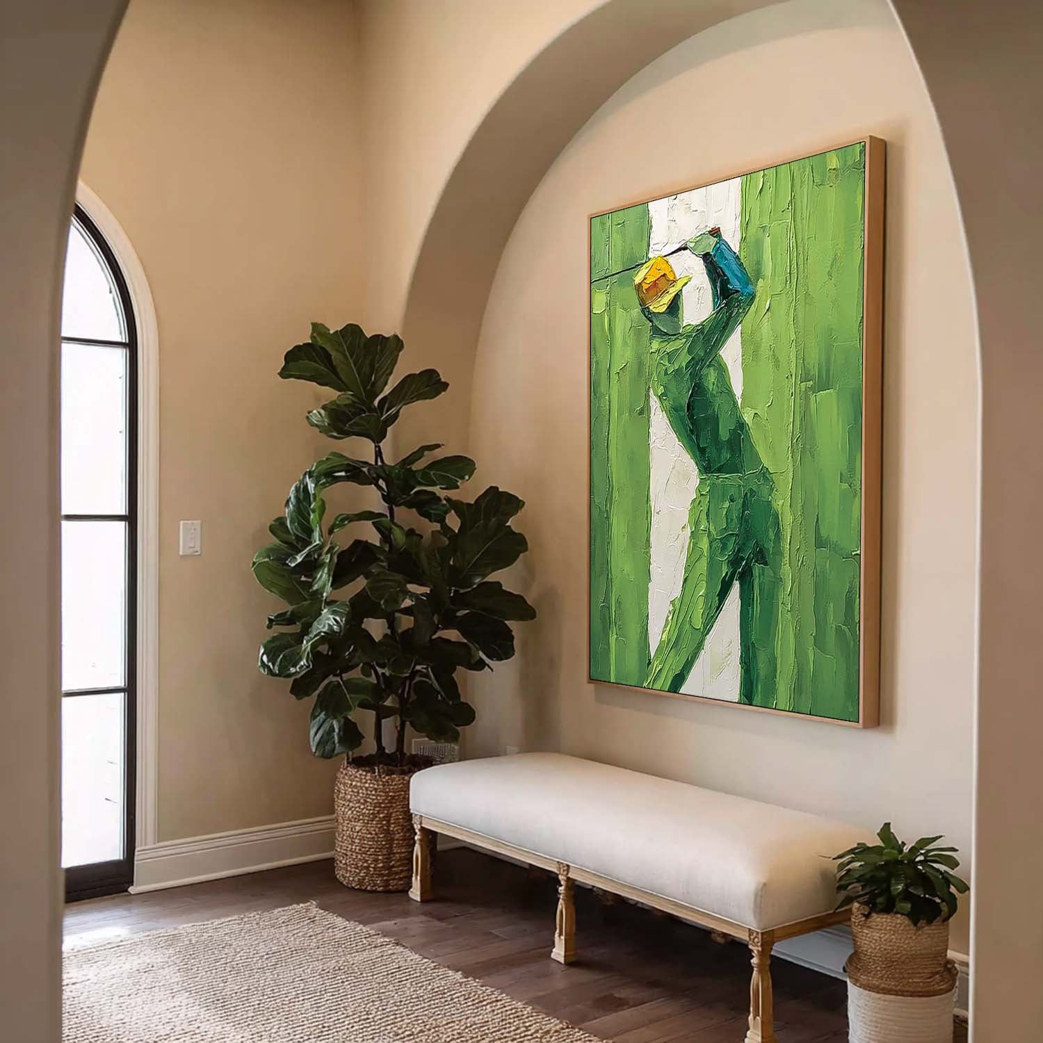 Large People Wall Art Abstract Playing Golf Oil Painting Canvas Original Golf Sports Artwork Home Decor、