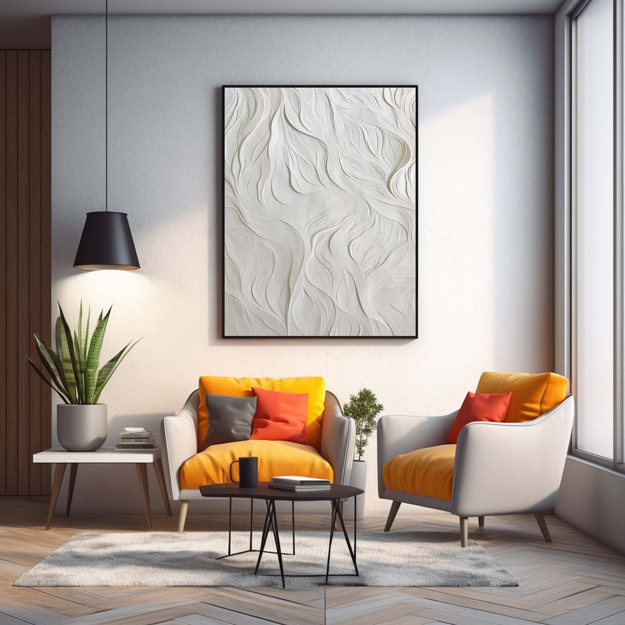 Abstract White Texture Minimalist Canvas Oil Painting Large Acrylic Painting Original Living Room Wall Art