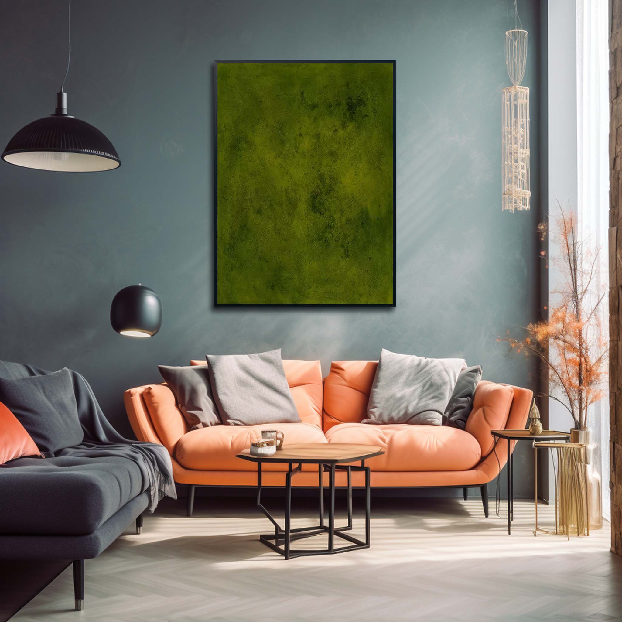 Green Texture Minimalist Oil Painting On Canvas Large Abstract Acrylic Painting Original Wall Art For Living Room
