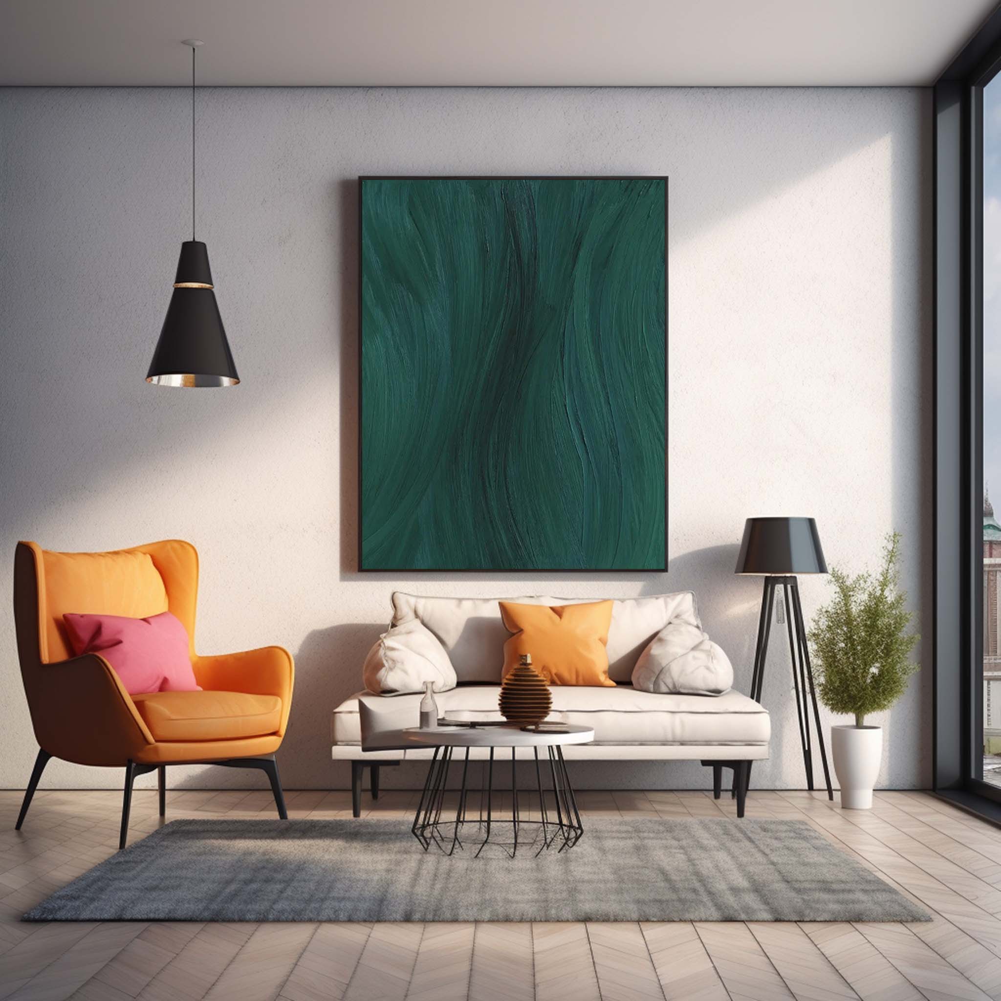 Green Texture Minimalist Oil Painting On Canvas Large Abstract Acrylic Painting Original Wall Art Home Decor