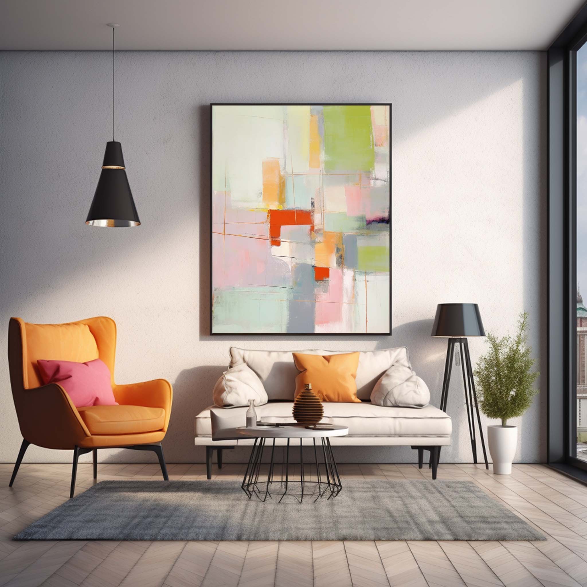 Vibrant colorful Modern Texture Wall Art  Large Original Abstract Oil Painting On Canvas For Living Room