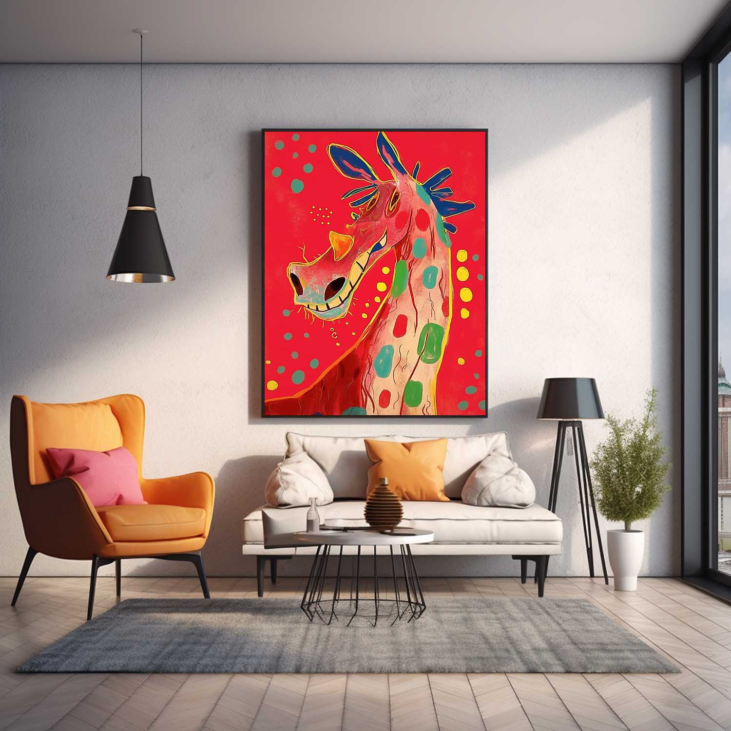 Cute Animal Oil Painting Large Horse Acrylic Painting Modern Colorful Abstract Wall Art Children's Room Decor