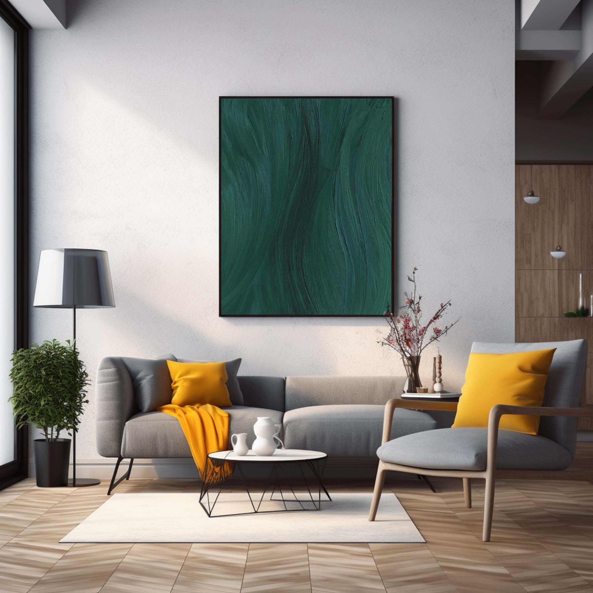 Green Texture Minimalist Oil Painting On Canvas Large Abstract Acrylic Painting Original Wall Art Home Decor