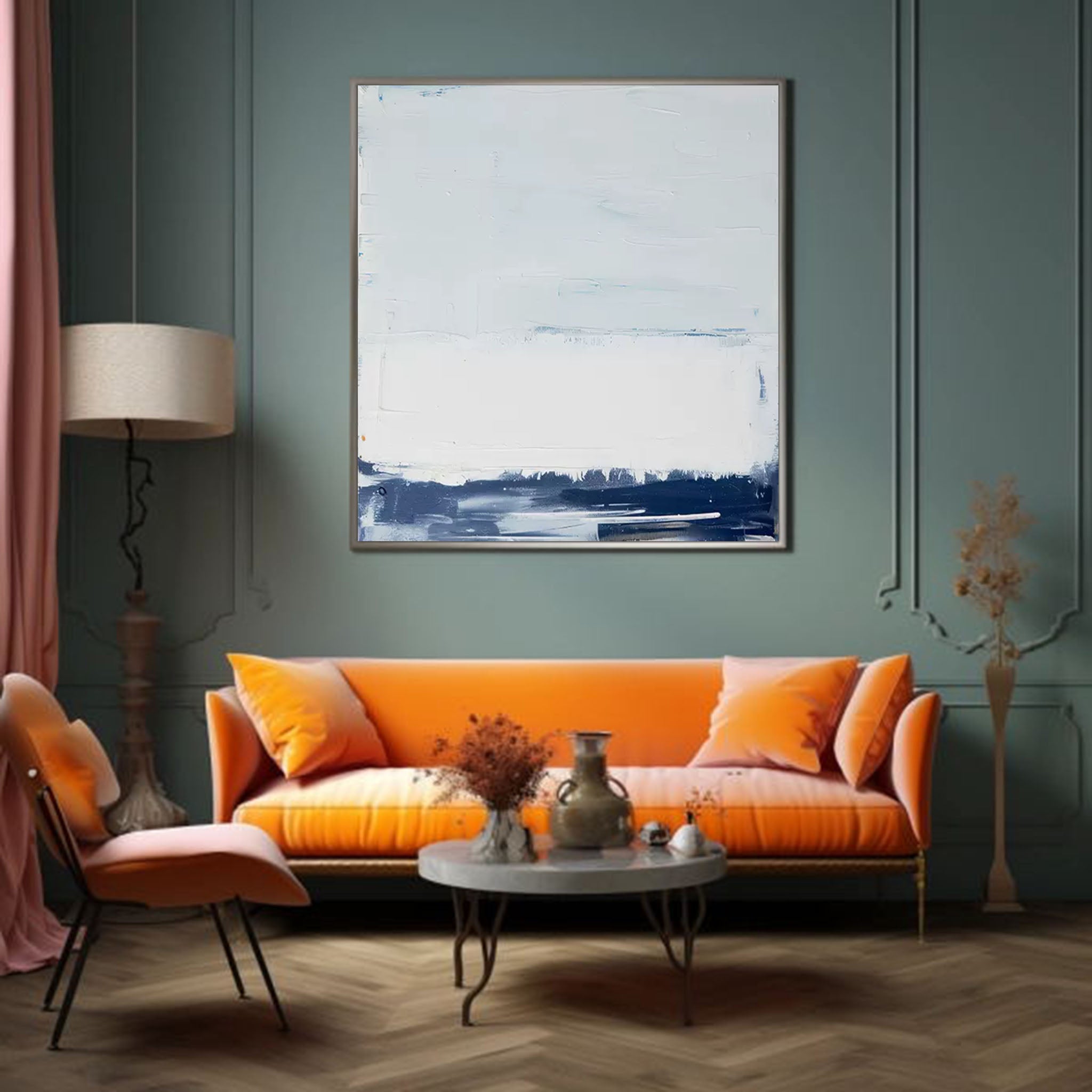 Large White And Blue Minimalist Art Modern Texture Abstract Acrylic Painting On Canvas Original Canvas Wall Art Home Decor