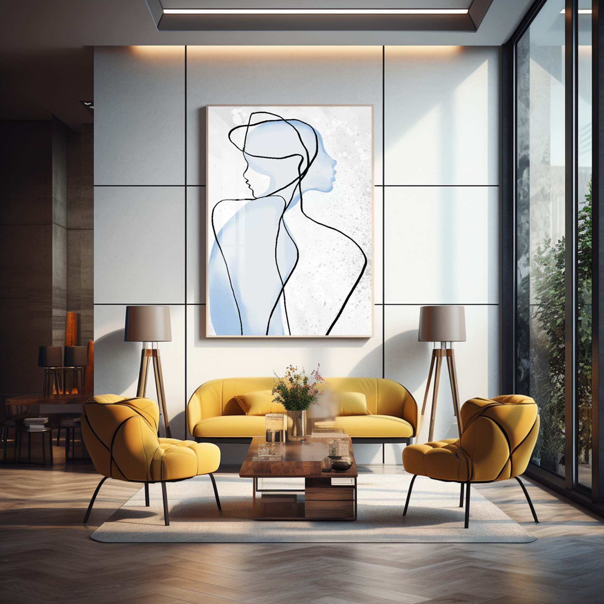 Original Minimalist Oil Painting On Canvas Large Nordic Limeline Abstract Acrylic painting Modern Wall Art For Living Room