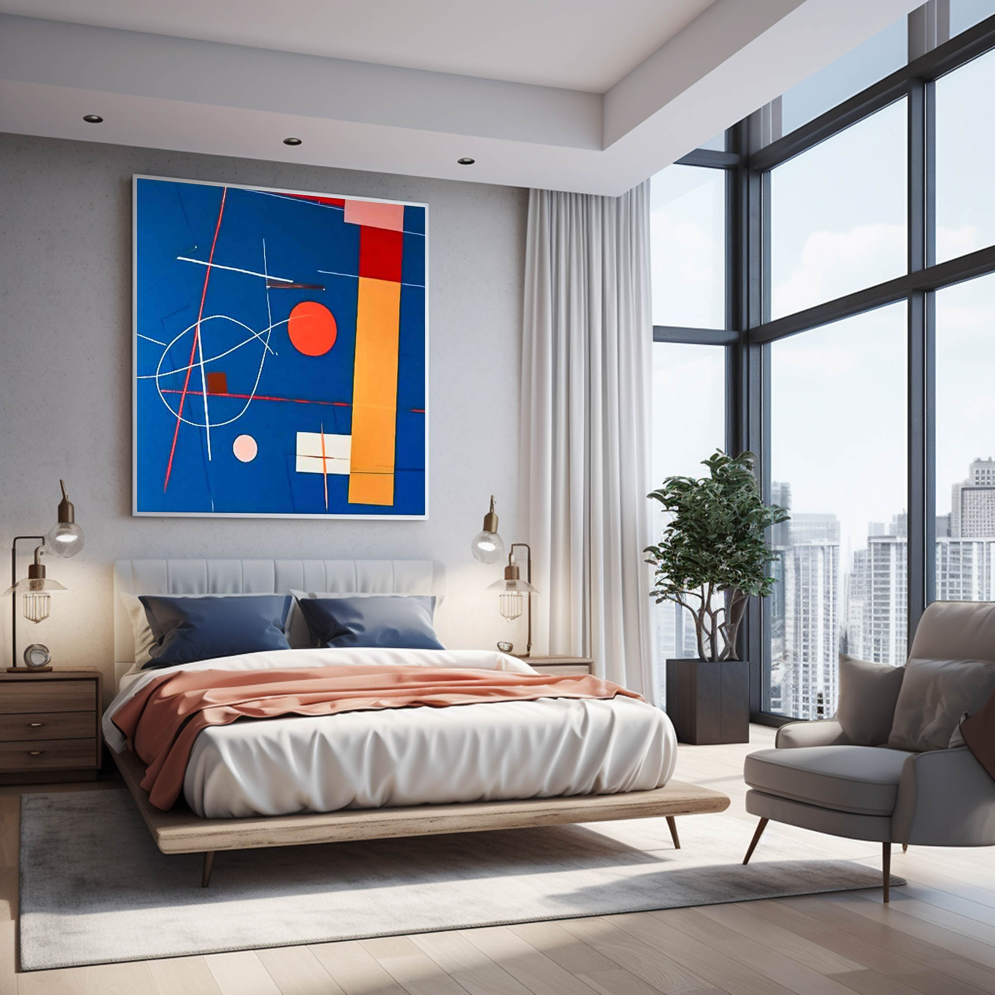 Original Modern Wall Art Square Abstract Graffiti Oil Painting Large Minimalist Acrylic Painting On Canvas Home Room