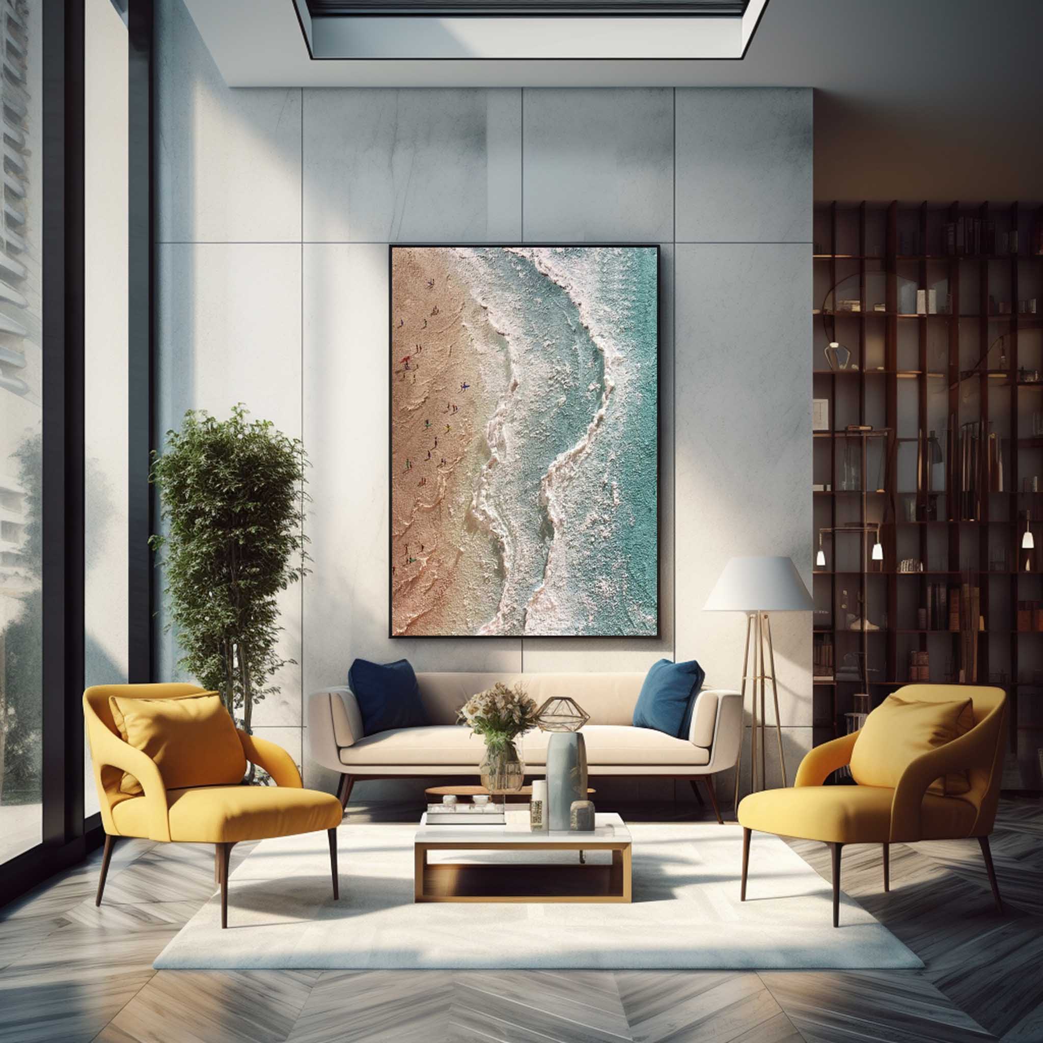 Texture Ocean Abstract Oil Painting Large Ocean Original Blue Painting On Canvas Modern Wall Art Living Room Decor