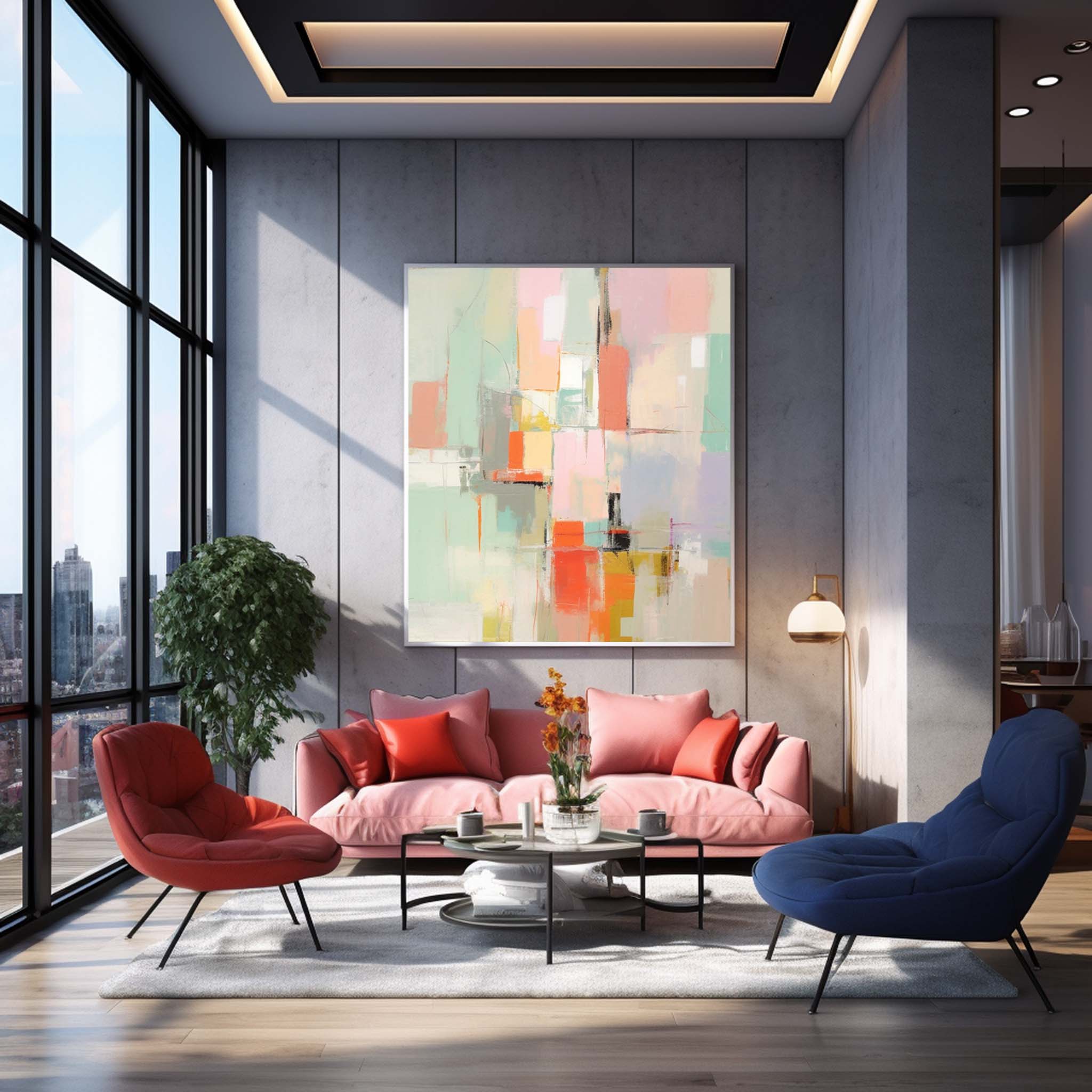 Vibrant colorful Large Original Abstract Oil Painting On Canvas Modern Texture Wall Art Home Decor