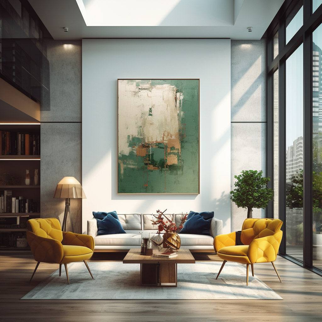 Large Original Painting Green Modern Texture Wall Art Warm Color Abstract Oil Painting On Canvas Home Decor