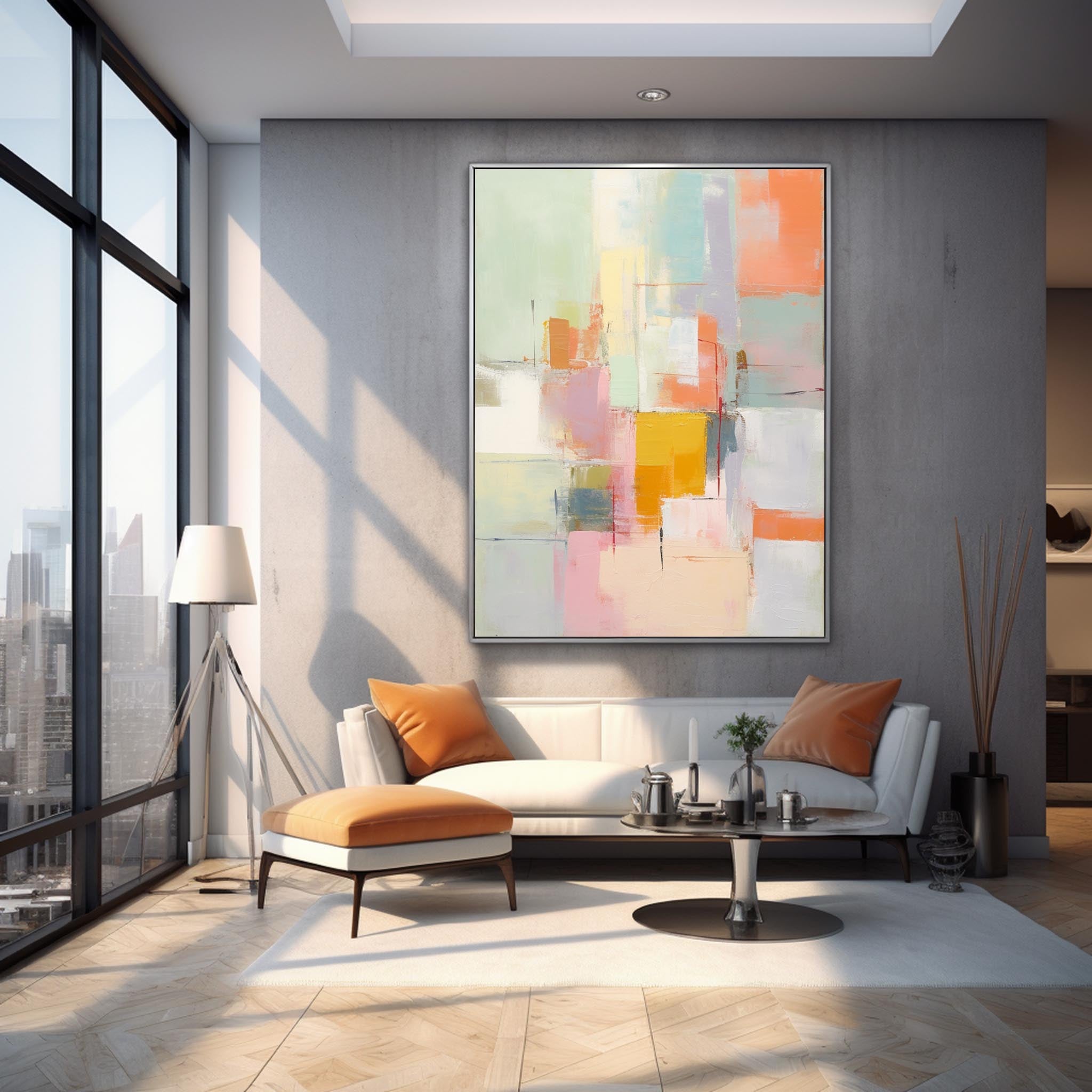 Vibrant colorful Large Original Abstract Oil Painting On Canvas Modern Texture Wall Art For Living Room