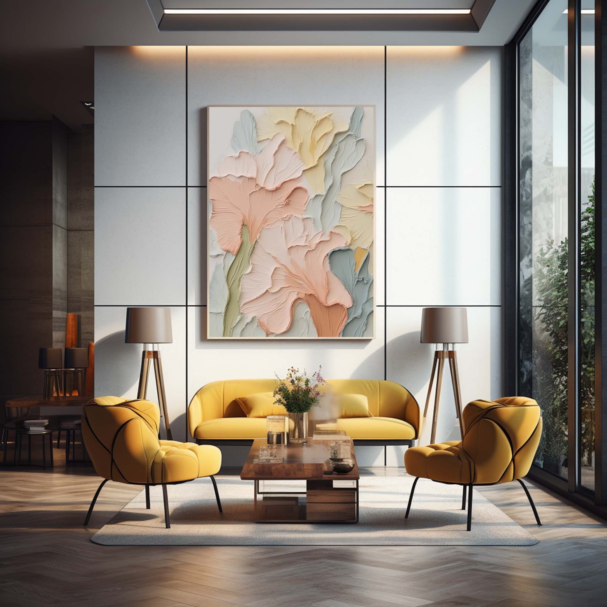 Modern Painting Canvas Original Flower Wall Art Coloeful Large Textured Floral Acrylic Painting For Living Room
