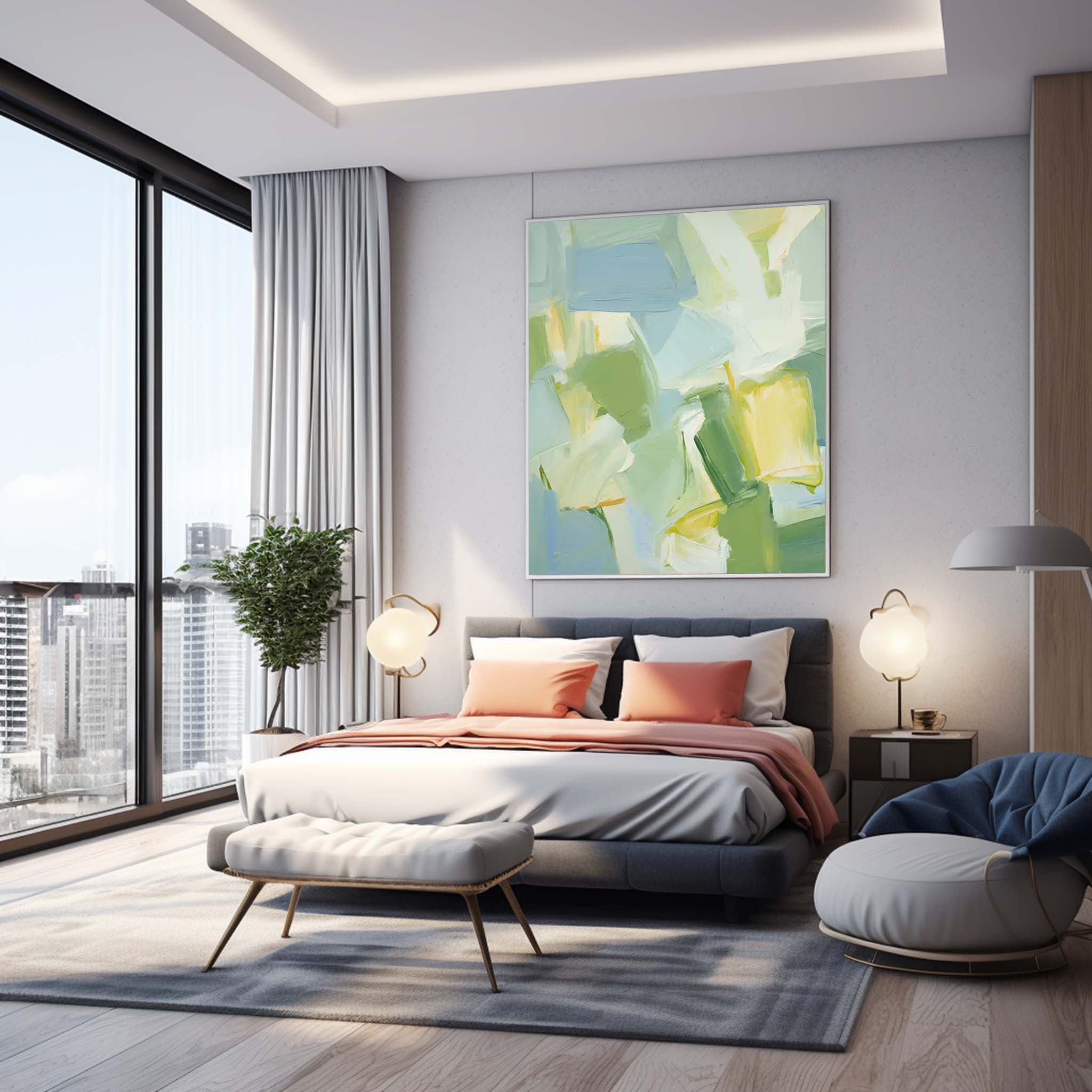 Modern Texture Wall Art Bright Abstract Oil Painting On Canvas Large Original Painting Home Decor