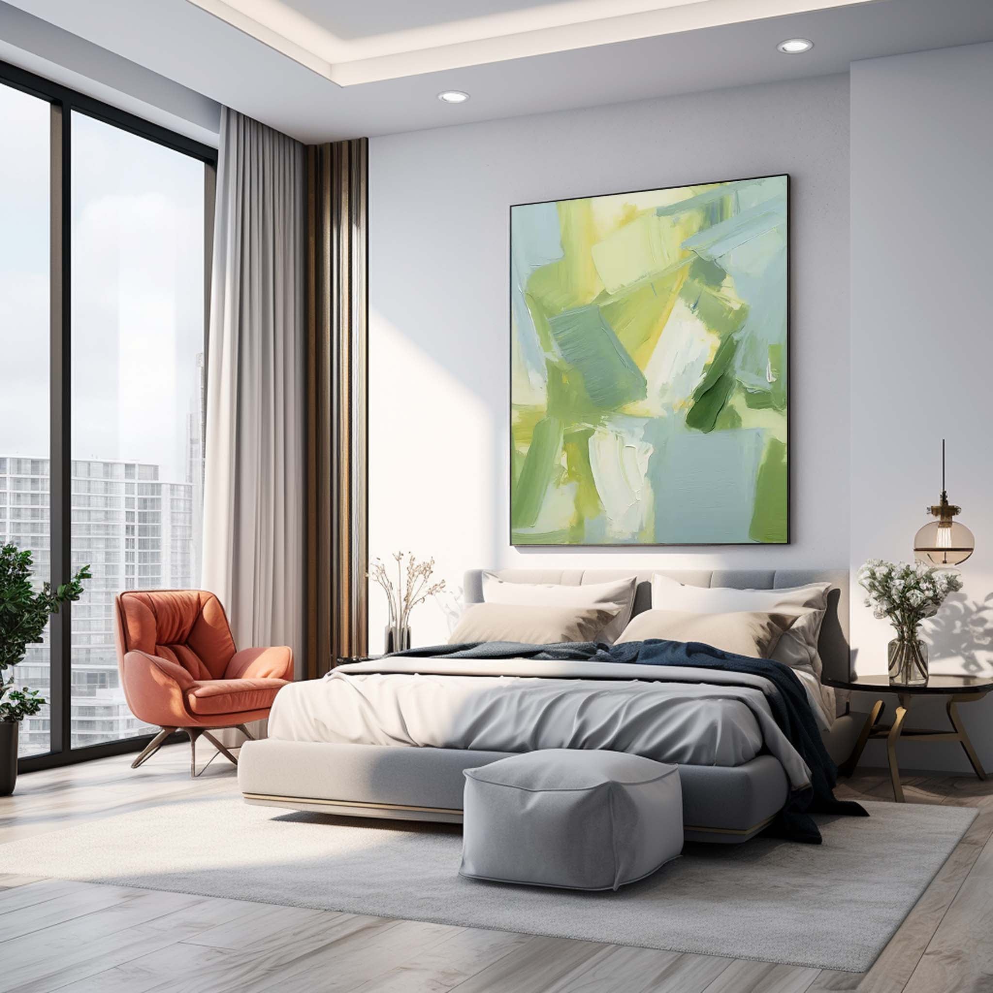 Bright Abstract Oil Painting On Canvas Modern Texture Wall Art Large Original Painting For Living Room