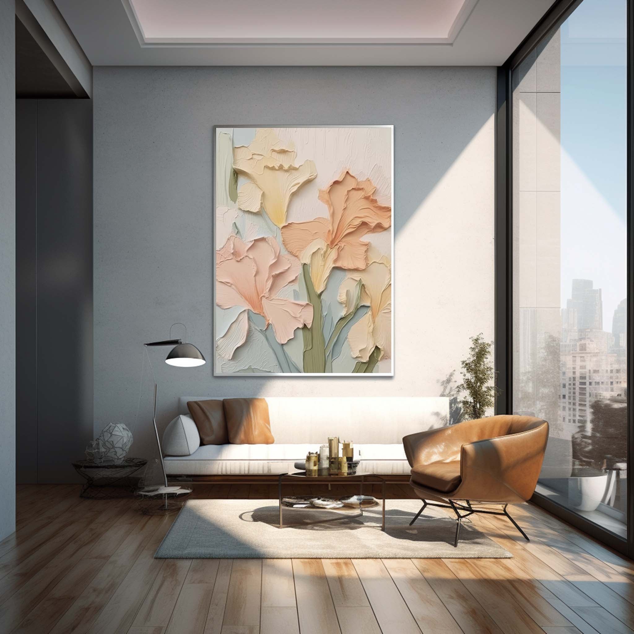 Original Flower Wall Art Coloeful Large Textured Floral Acrylic Painting Modern Painting Canvas For Living Room