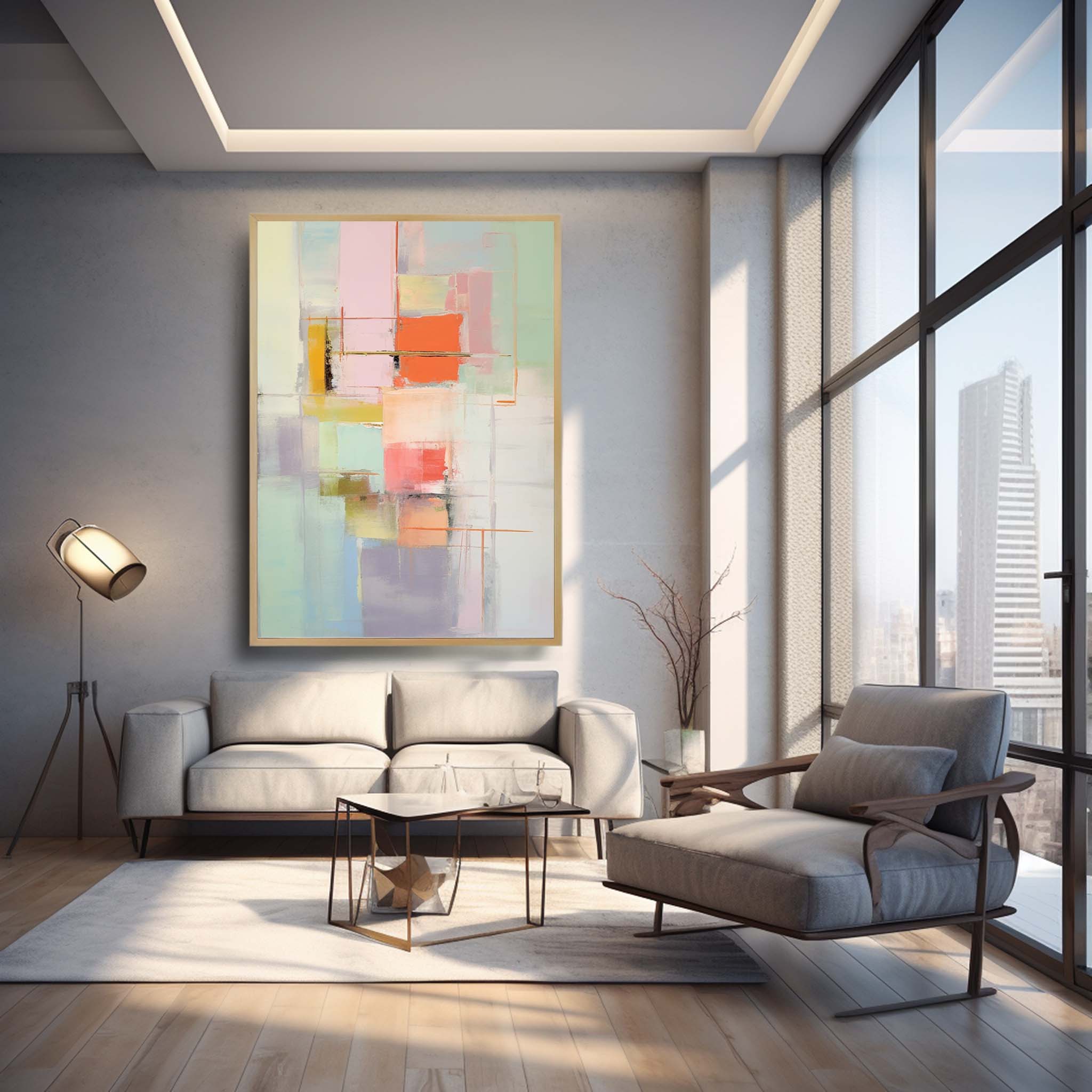 Vibrant colorful Modern Texture Wall Art Large Original Abstract Oil Painting On Canvas For Living Room