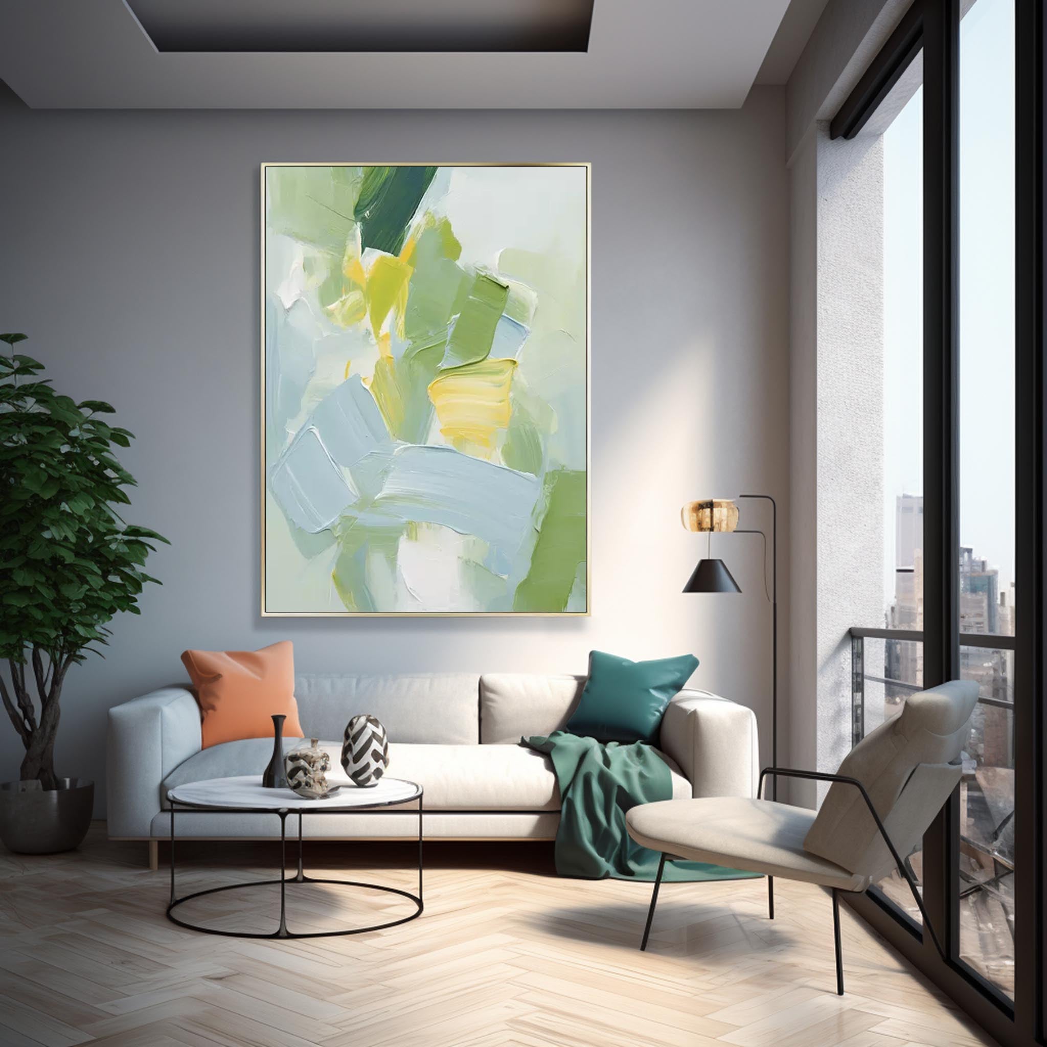 Modern Texture Wall Art Bright Abstract Oil Painting On Canvas Large Original Painting For Living Room