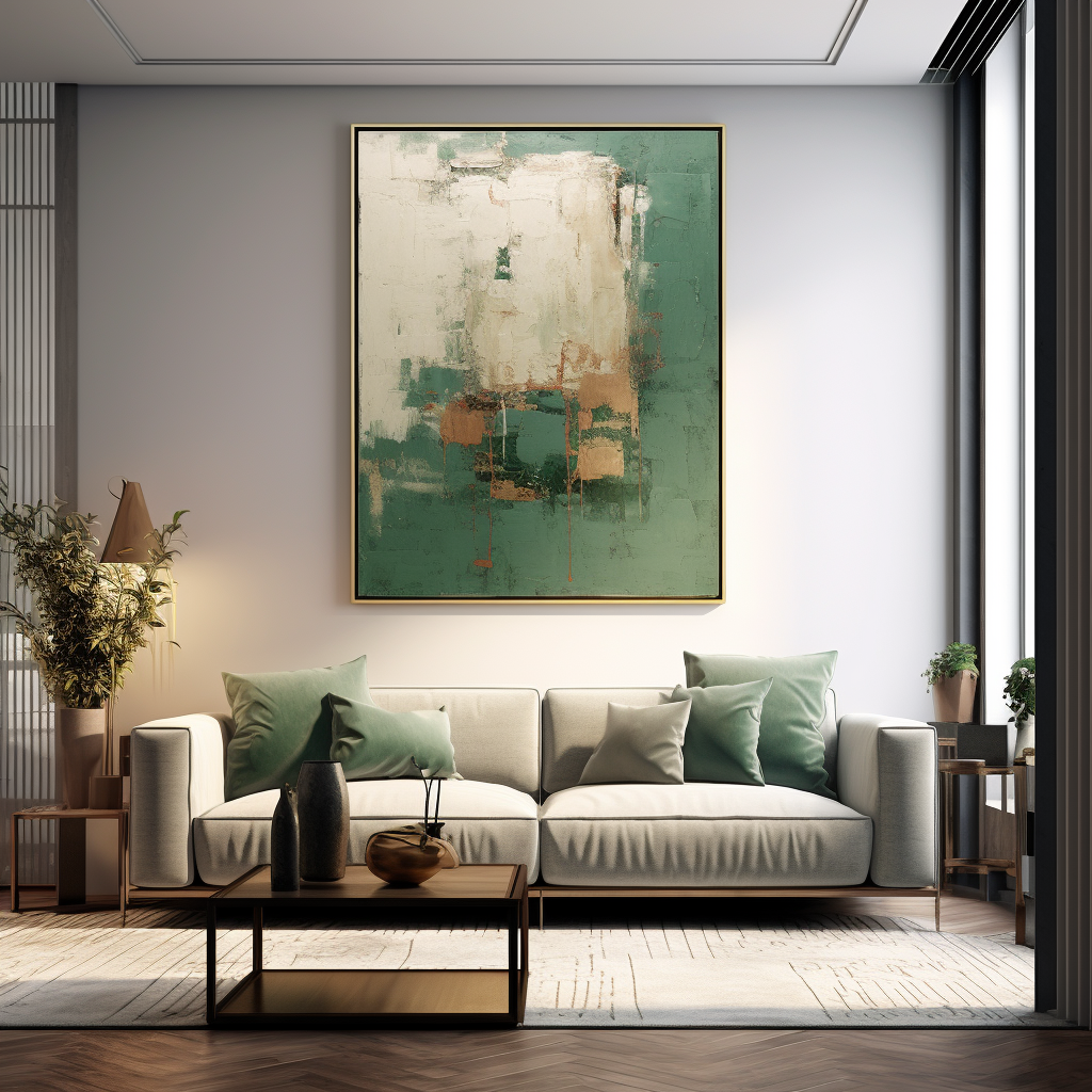 Large Original Painting Green Modern Texture Wall Art Warm Color Abstract Oil Painting On Canvas Home Decor