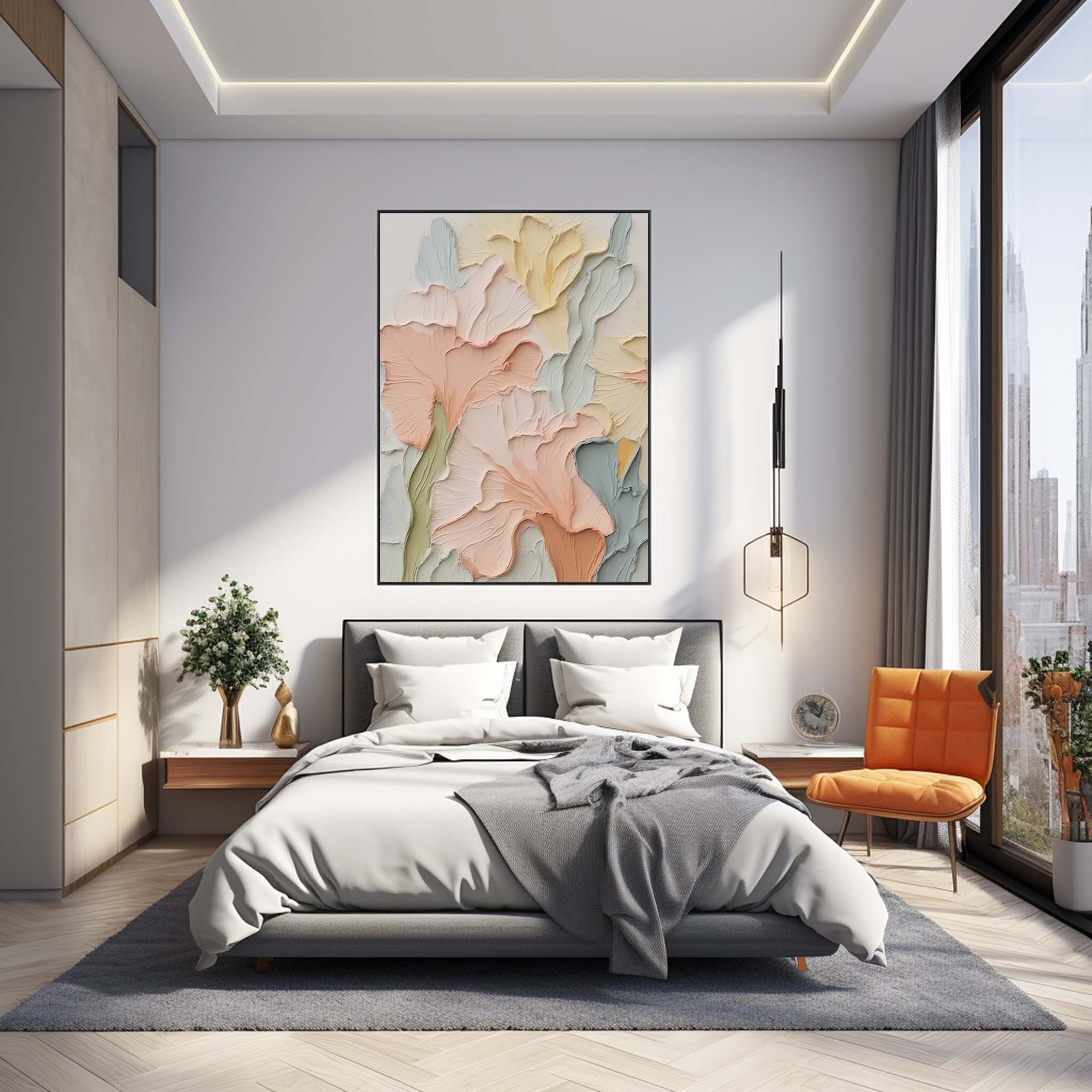 Modern Painting Canvas Original Flower Wall Art Coloeful Large Textured Floral Acrylic Painting For Living Room