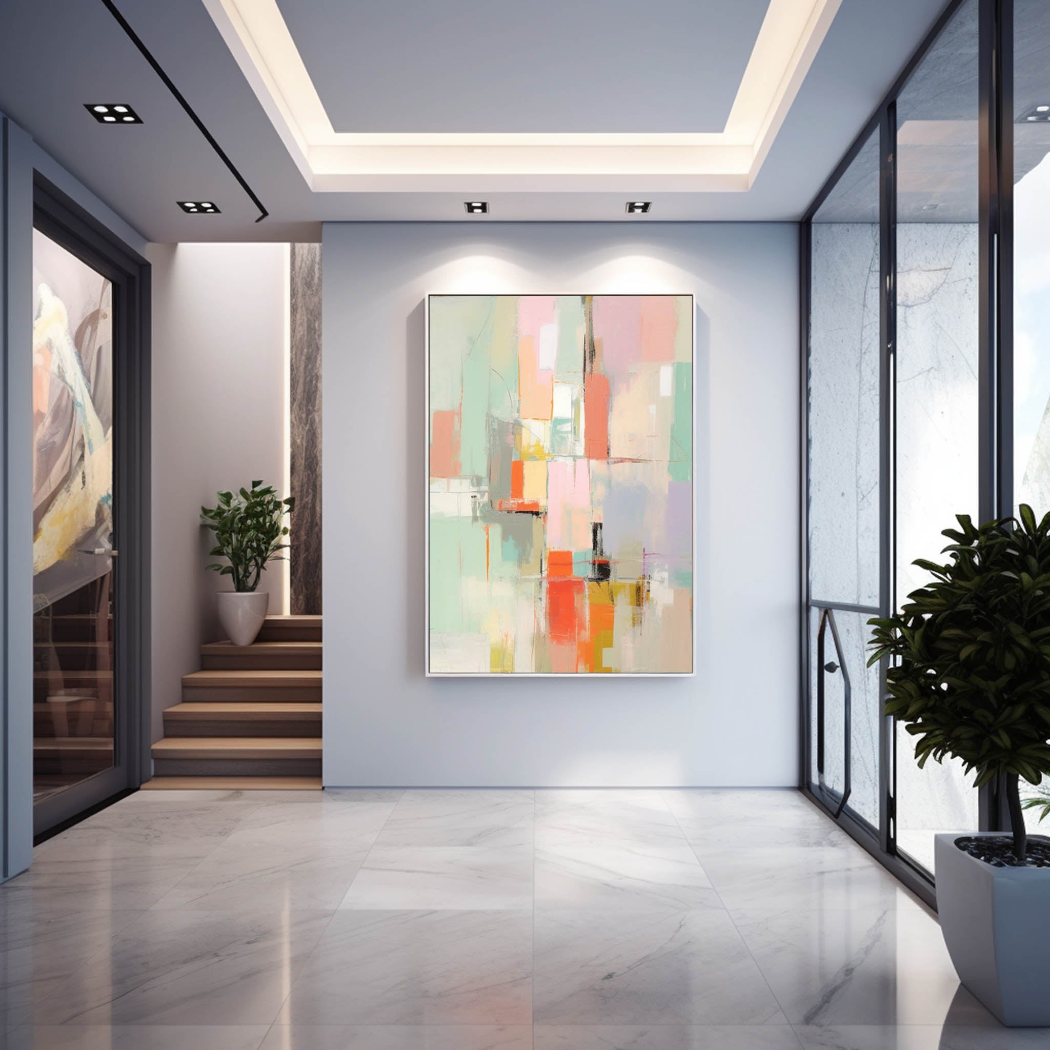 Vibrant colorful Large Original Abstract Oil Painting On Canvas Modern Texture Wall Art Home Decor