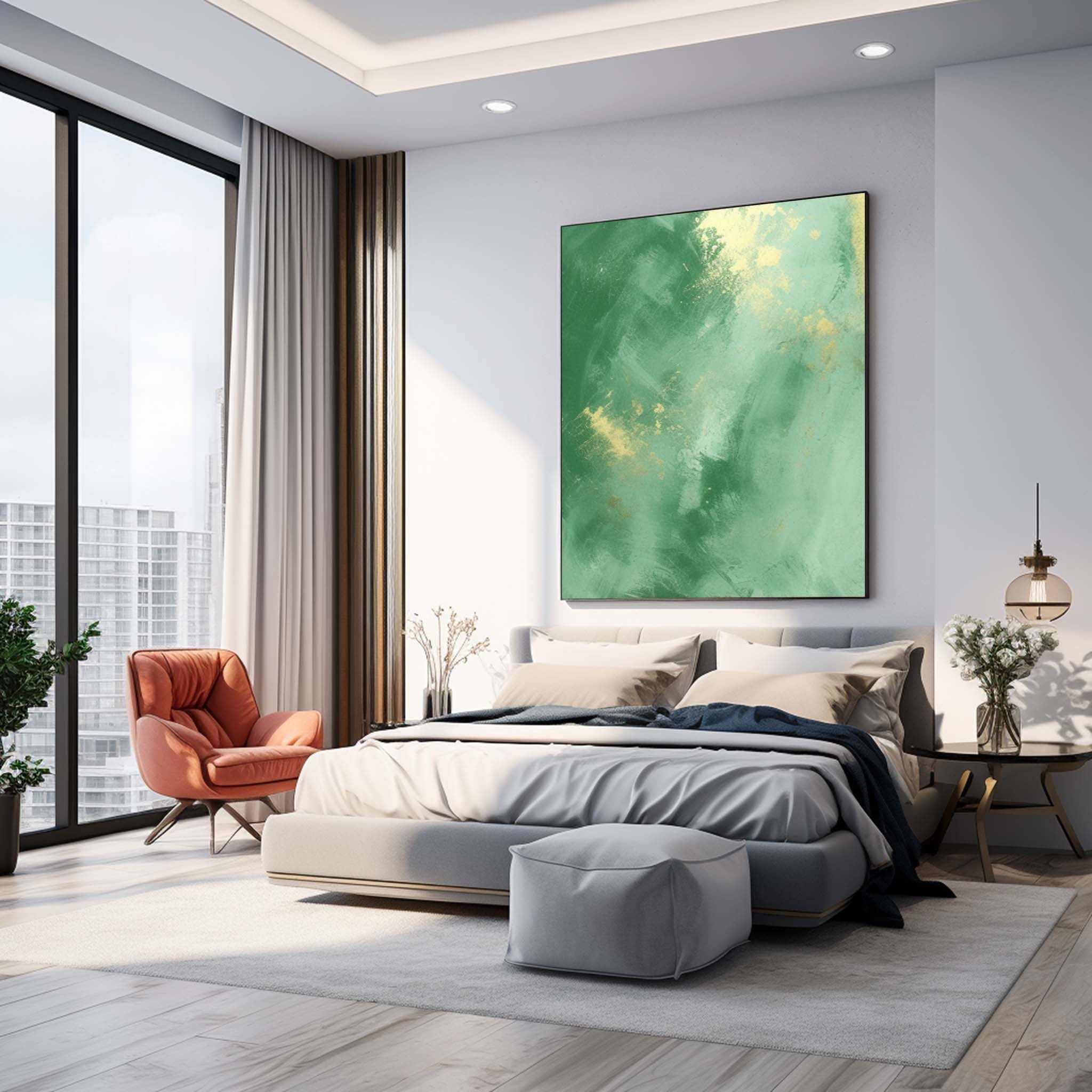 Green Modern Texture Wall Art  Large Original Abstract Oil Painting On Canvas For Living Room