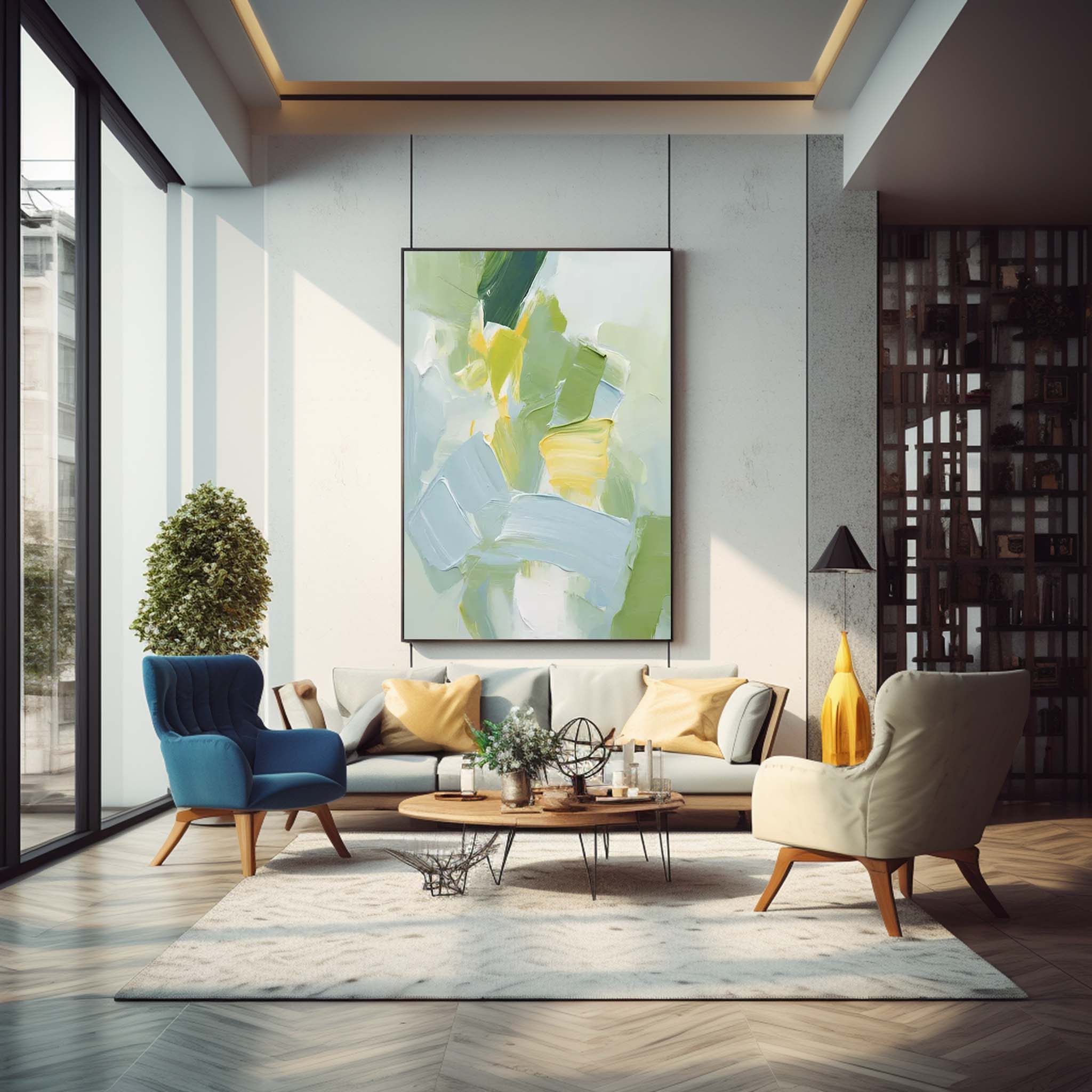 Modern Texture Wall Art Bright Abstract Oil Painting On Canvas Large Original Painting For Living Room