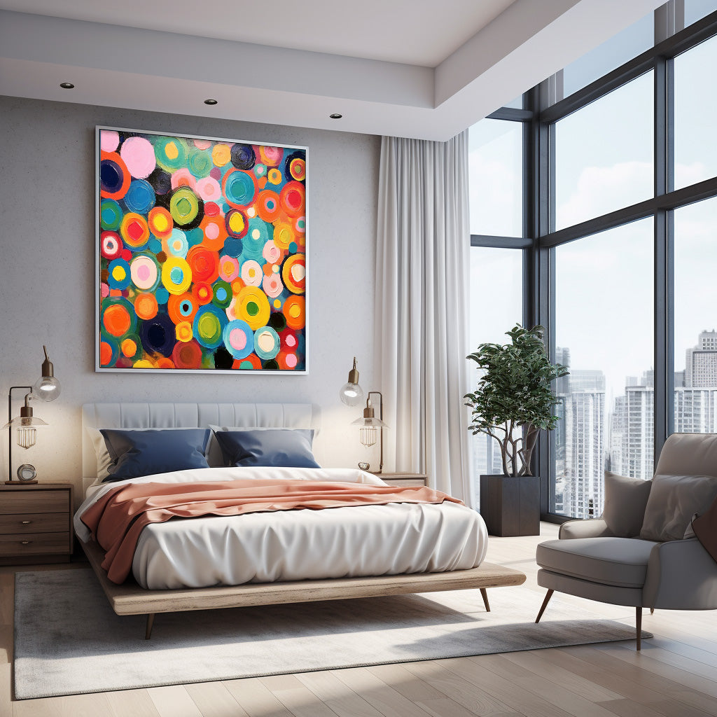 Large Abstract Acrylic Painting On Canvas Colorful Abstract Oil Painting Original Circle Modern Wall Art Home Decor
