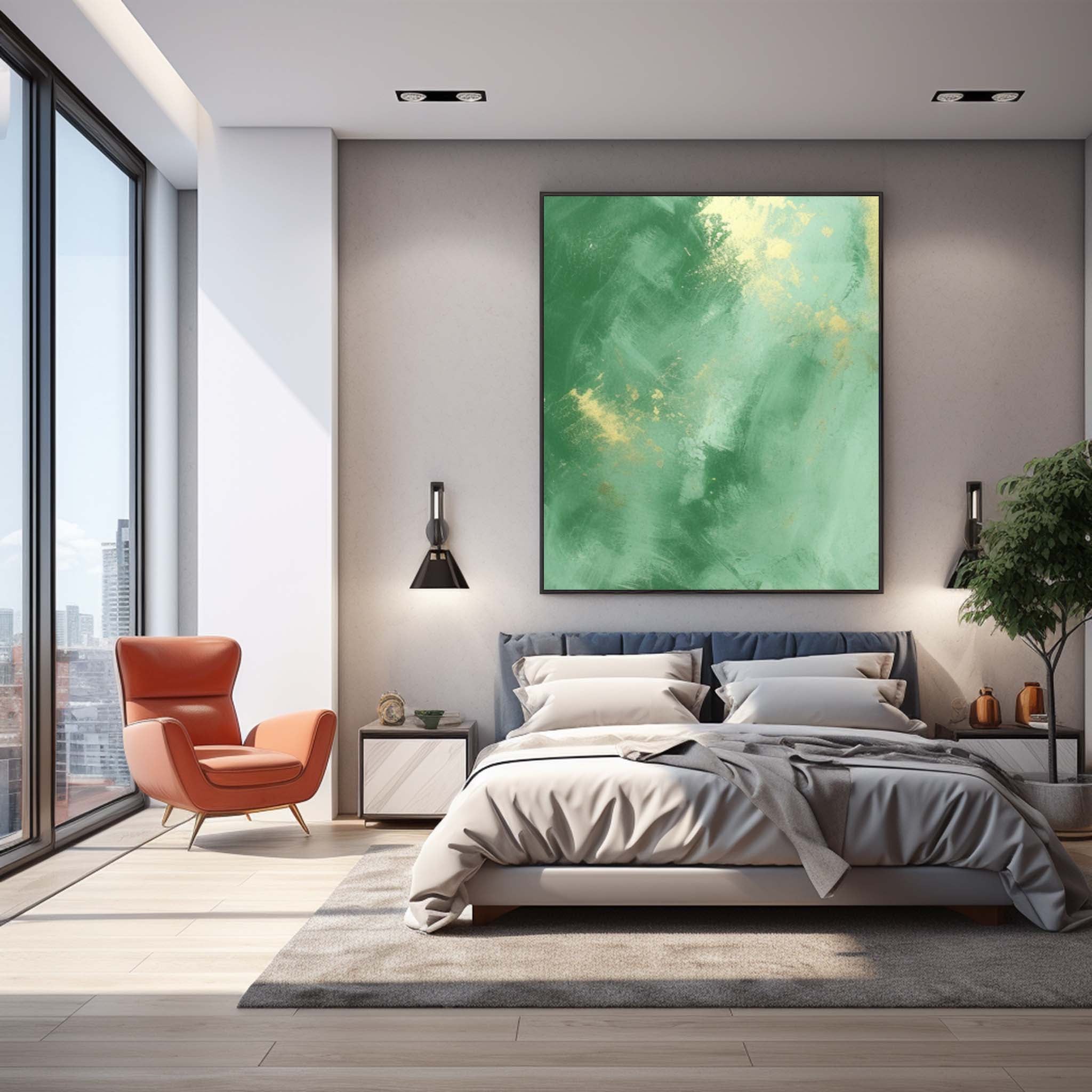Green Modern Texture Wall Art  Large Original Abstract Oil Painting On Canvas For Living Room