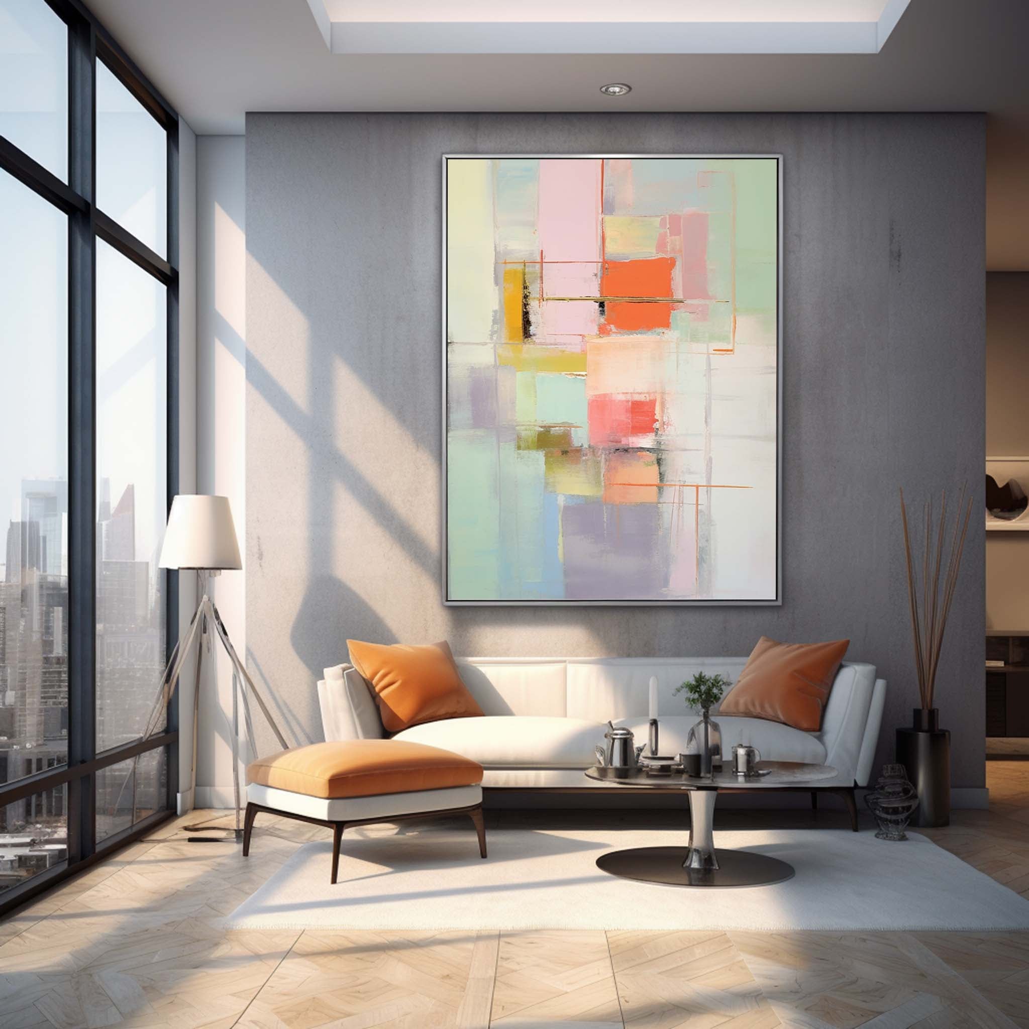 Vibrant colorful Modern Texture Wall Art Large Original Abstract Oil Painting On Canvas For Living Room