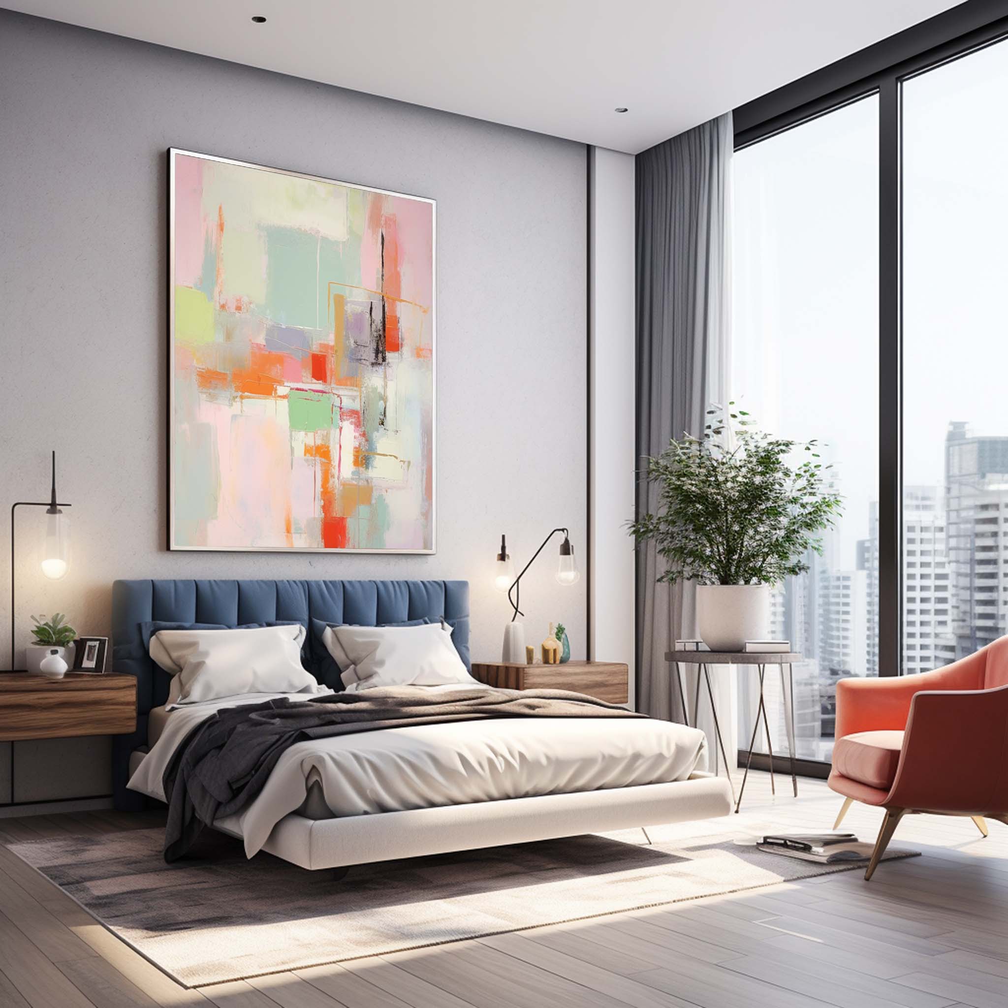 Bright colorful Large Original Abstract Oil Painting On Canvas Modern Texture Wall Art Home Room