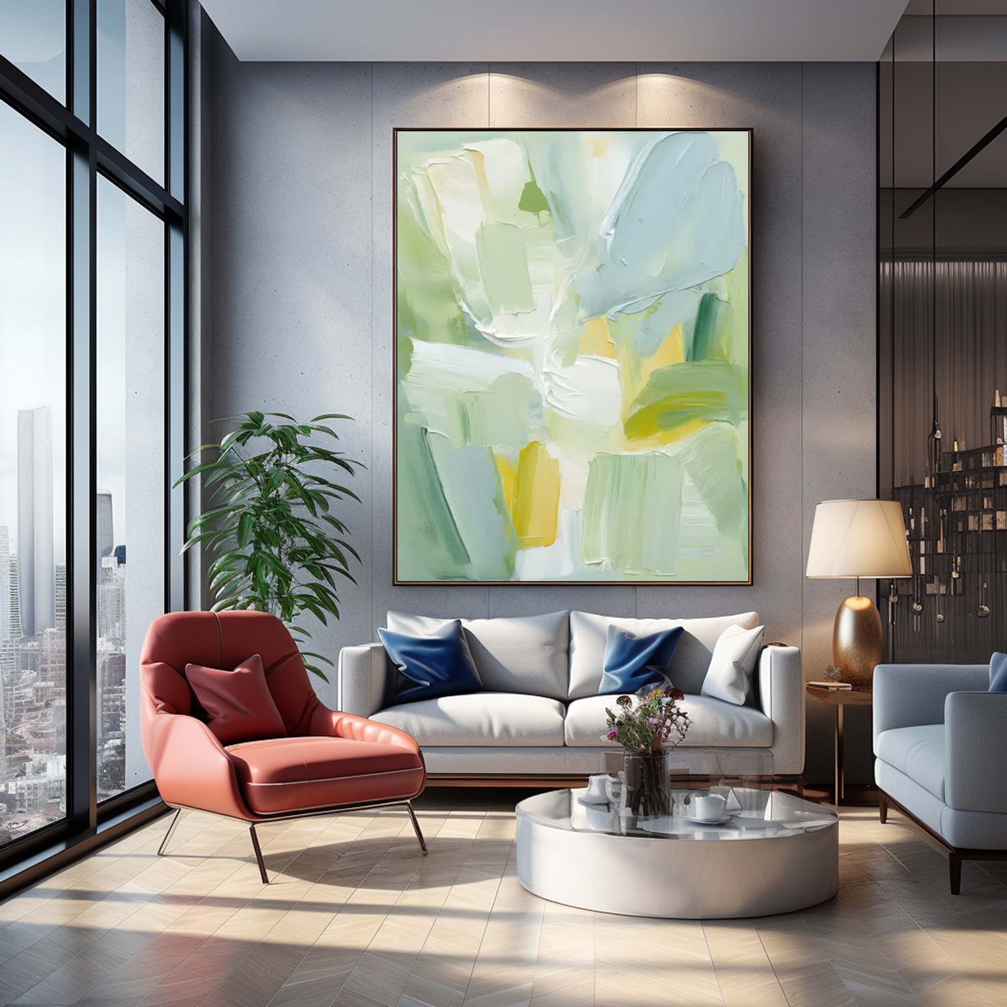 Modern Texture Wall Art Bright Abstract Oil Painting On Canvas Large Original Painting For Living Room