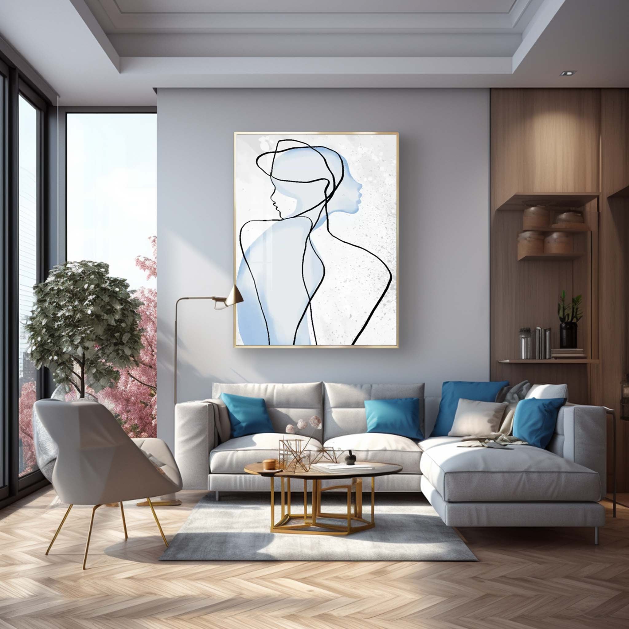 Original Minimalist Oil Painting On Canvas Large Nordic Limeline Abstract Acrylic painting Modern Wall Art For Living Room