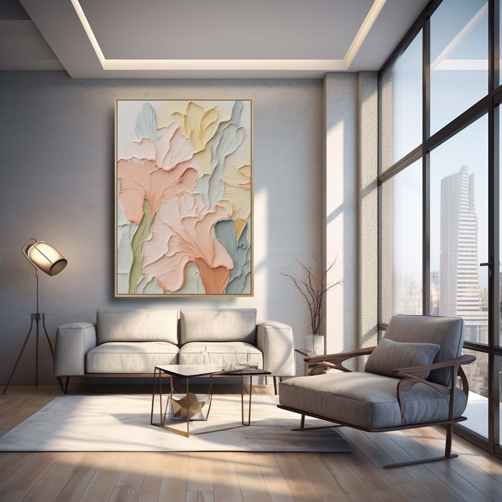 Modern Painting Canvas Original Flower Wall Art Coloeful Large Textured Floral Acrylic Painting For Living Room
