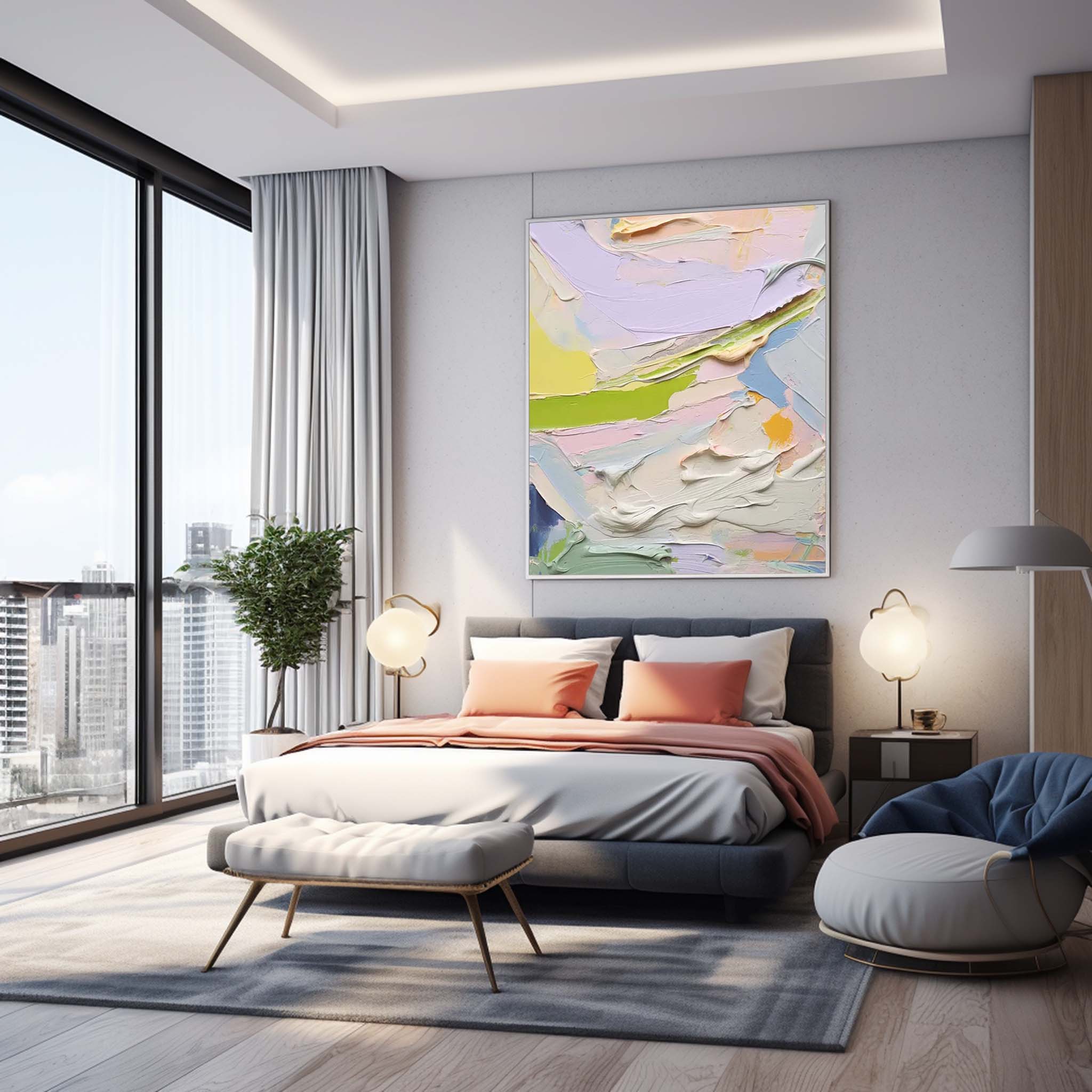 Colorful Modern Texture Wall Art Bright Abstract Oil Painting On Canvas Large Original Painting Home Decor