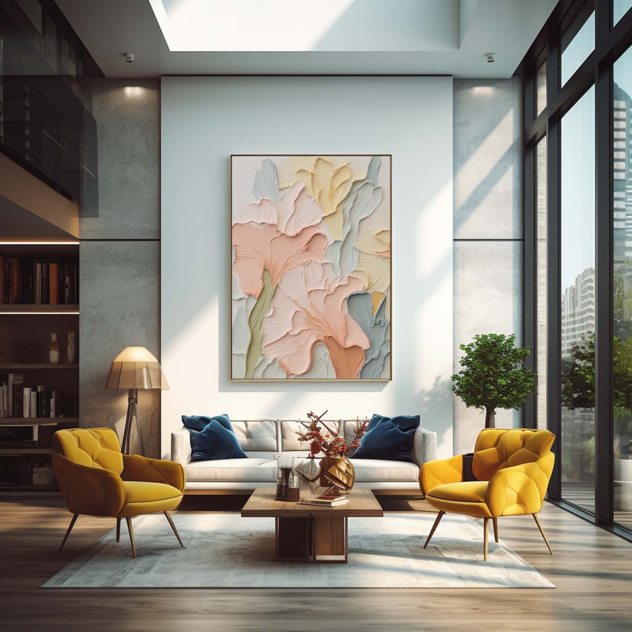 Modern Painting Canvas Original Flower Wall Art Coloeful Large Textured Floral Acrylic Painting For Living Room