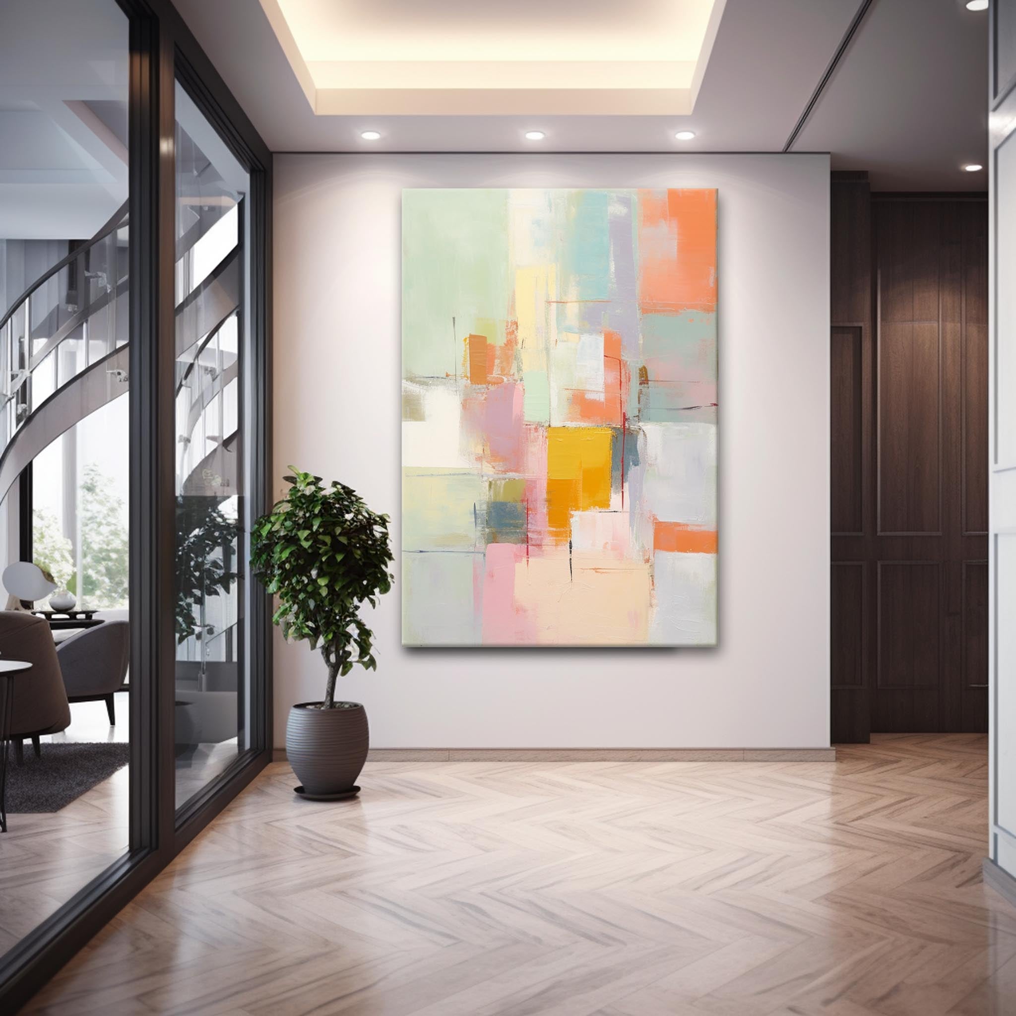 Vibrant colorful Large Original Abstract Oil Painting On Canvas Modern Texture Wall Art For Living Room