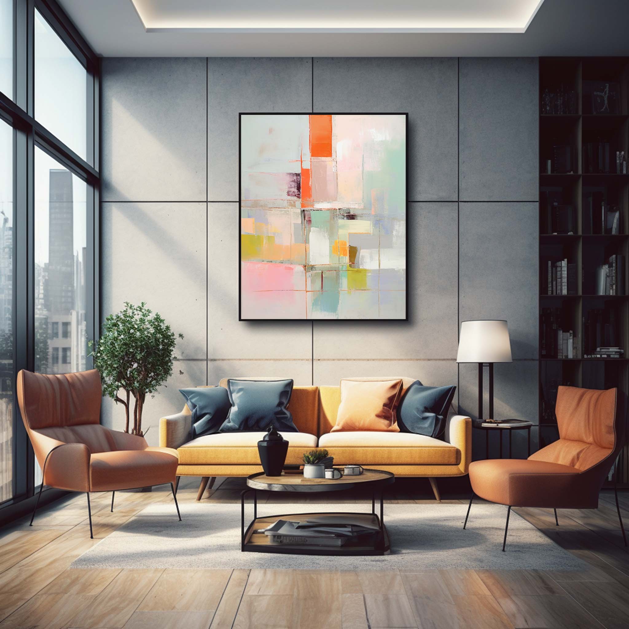 Large Original Abstract Oil Painting On Canvas Vibrant colorful Modern Texture Wall Art For Living Room