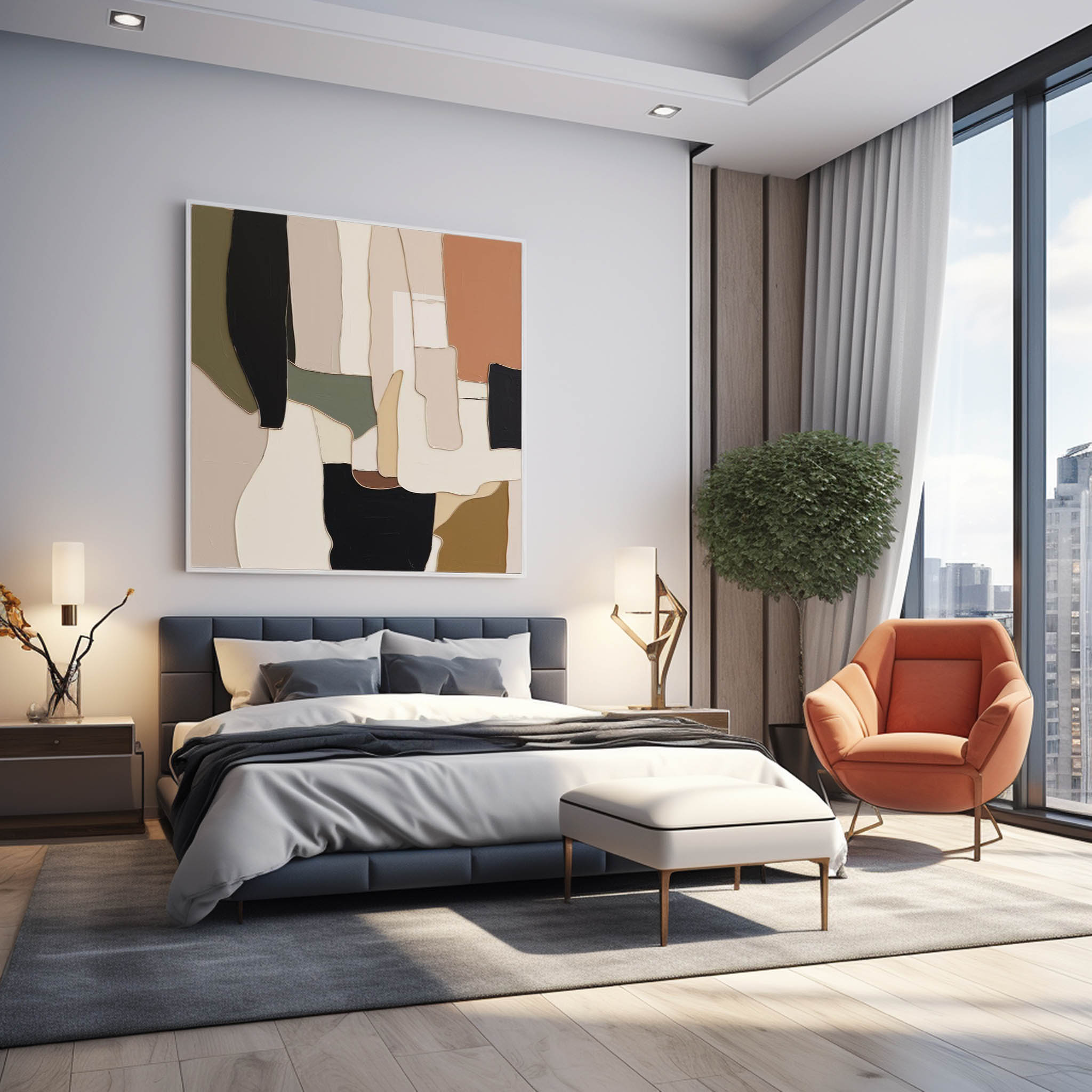 Original Modern Wall Art Square Abstract Oil Painting Colorful Large Acrylic Painting On Canvas For Living Room