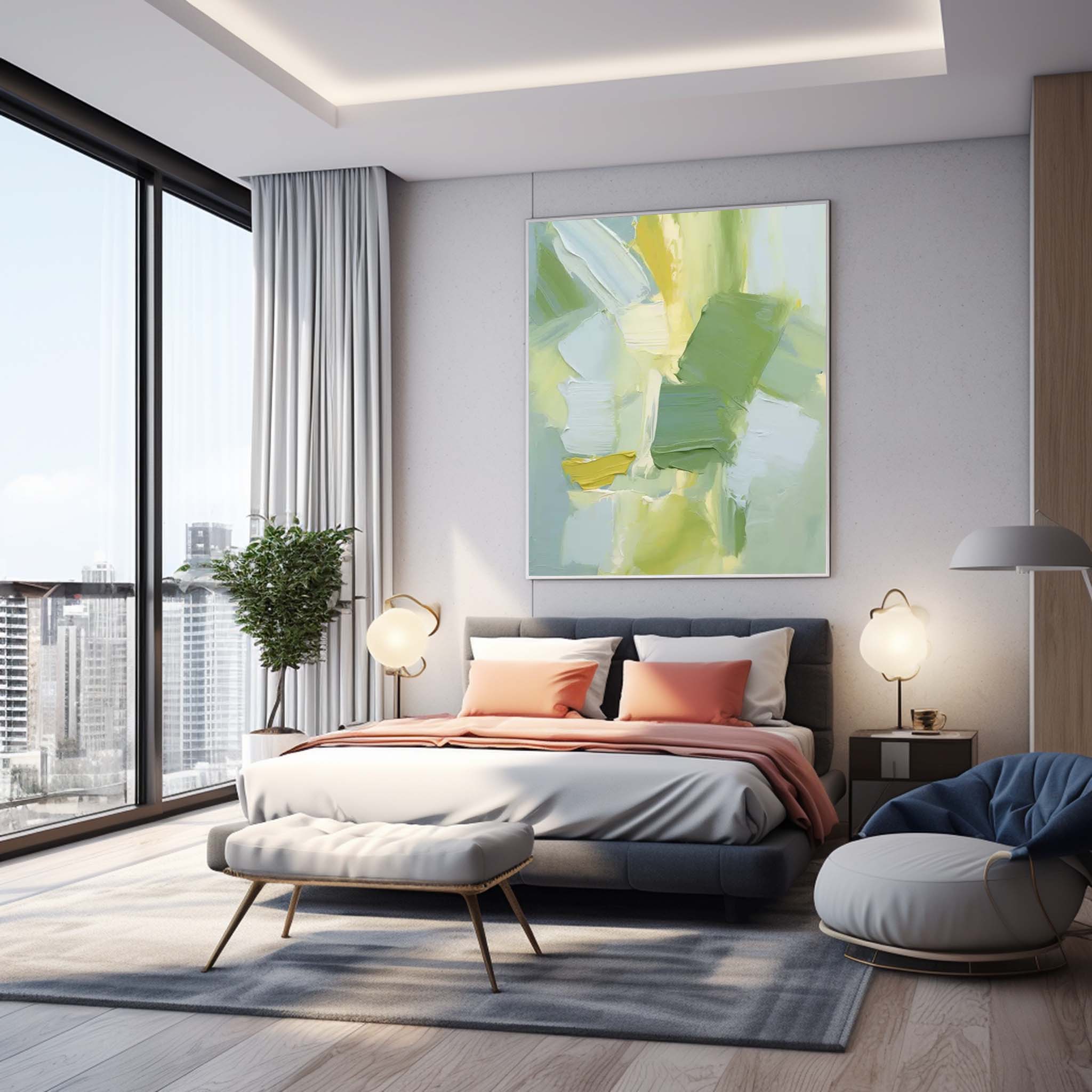 Modern Texture Wall Art Bright Abstract Oil Painting On Canvas Large Original Painting For Living Room