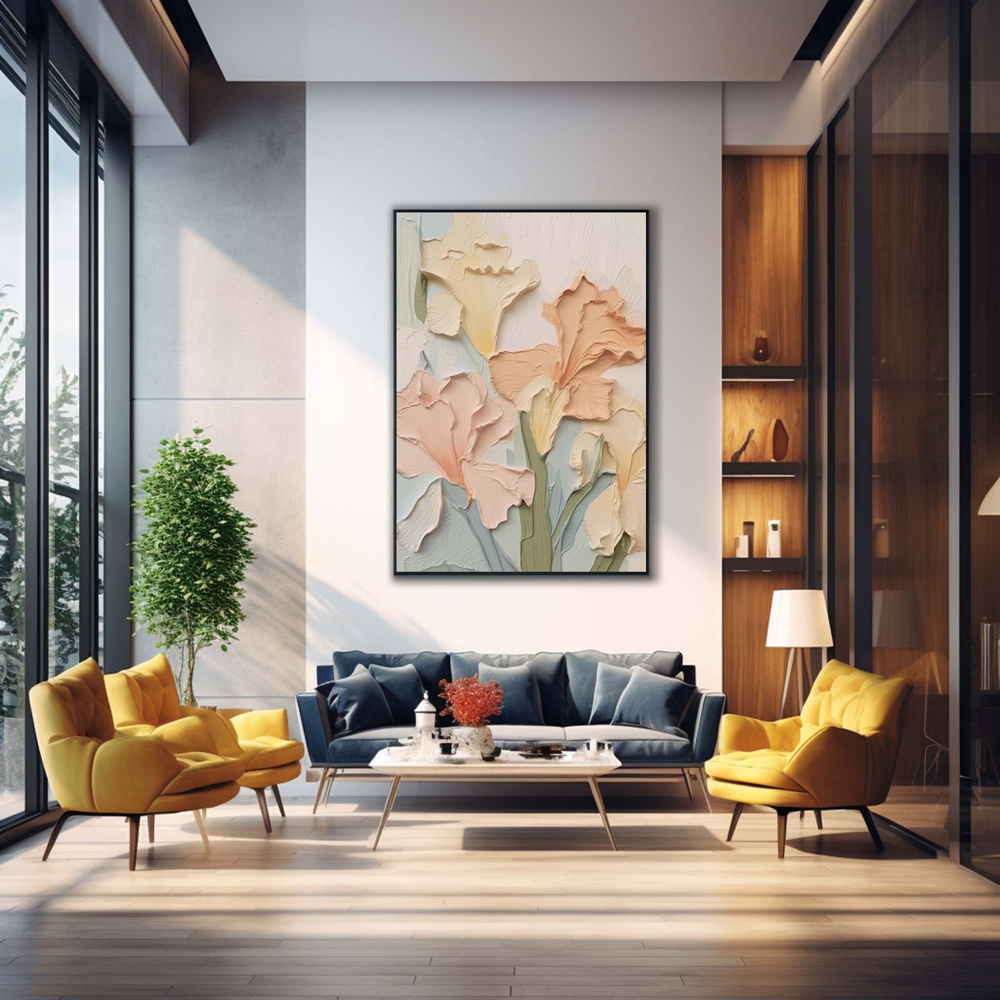 Original Flower Wall Art Coloeful Large Textured Floral Acrylic Painting Modern Painting Canvas For Living Room