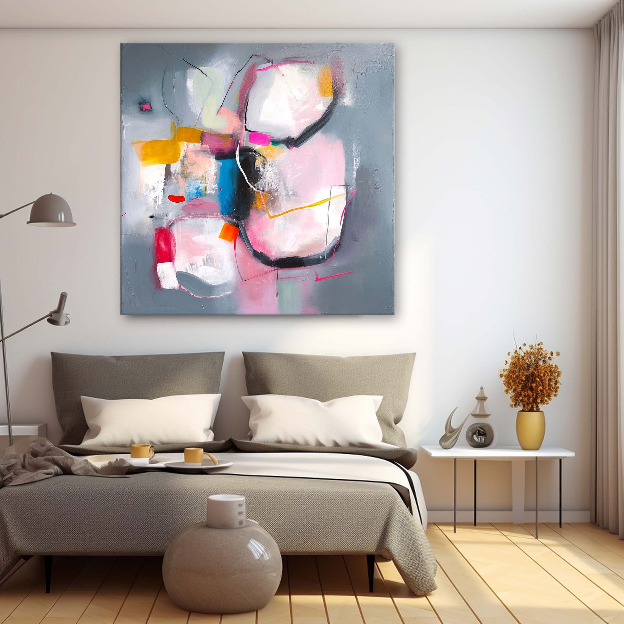 Square Abstract Fine Art Canvas Original hand painted wall art Contemporary Abstract Art For Sale
