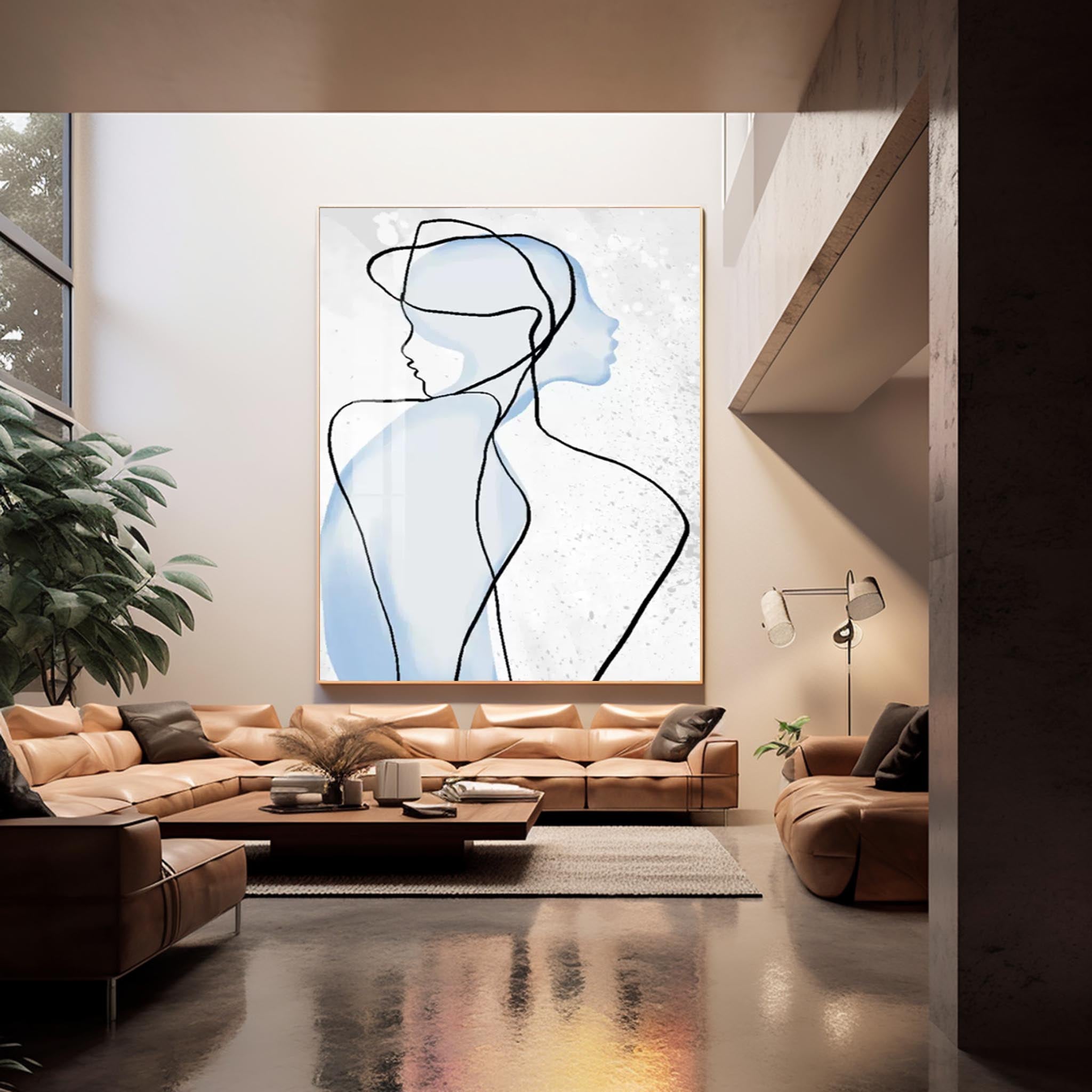 Original Minimalist Oil Painting On Canvas Large Nordic Limeline Abstract Acrylic painting Modern Wall Art For Living Room