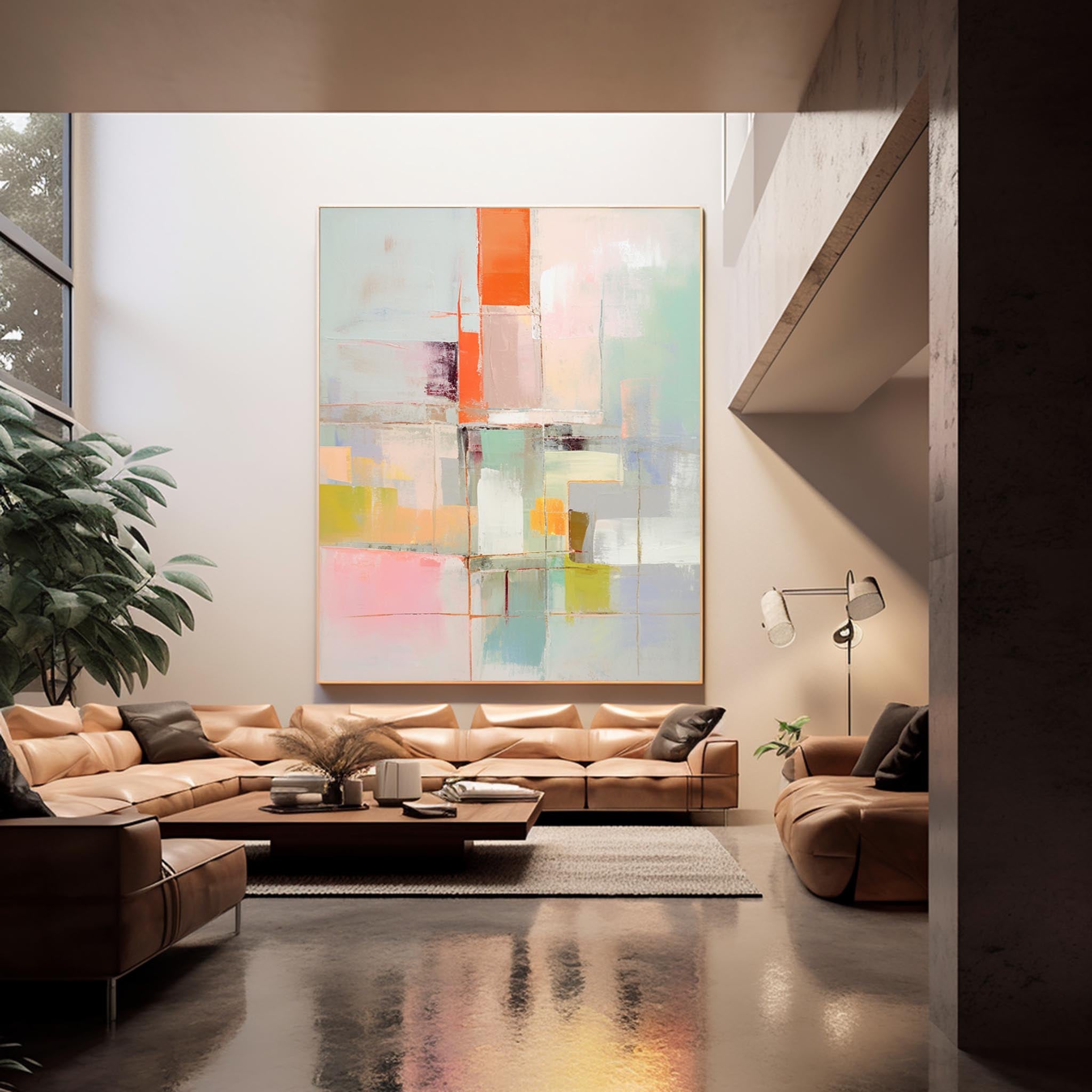 Large Original Abstract Oil Painting On Canvas Vibrant colorful Modern Texture Wall Art For Living Room